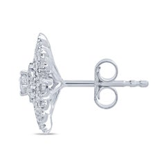 2/3 Carat Certified Round Diamond Starburst Stud Earring 14 Karat Gold