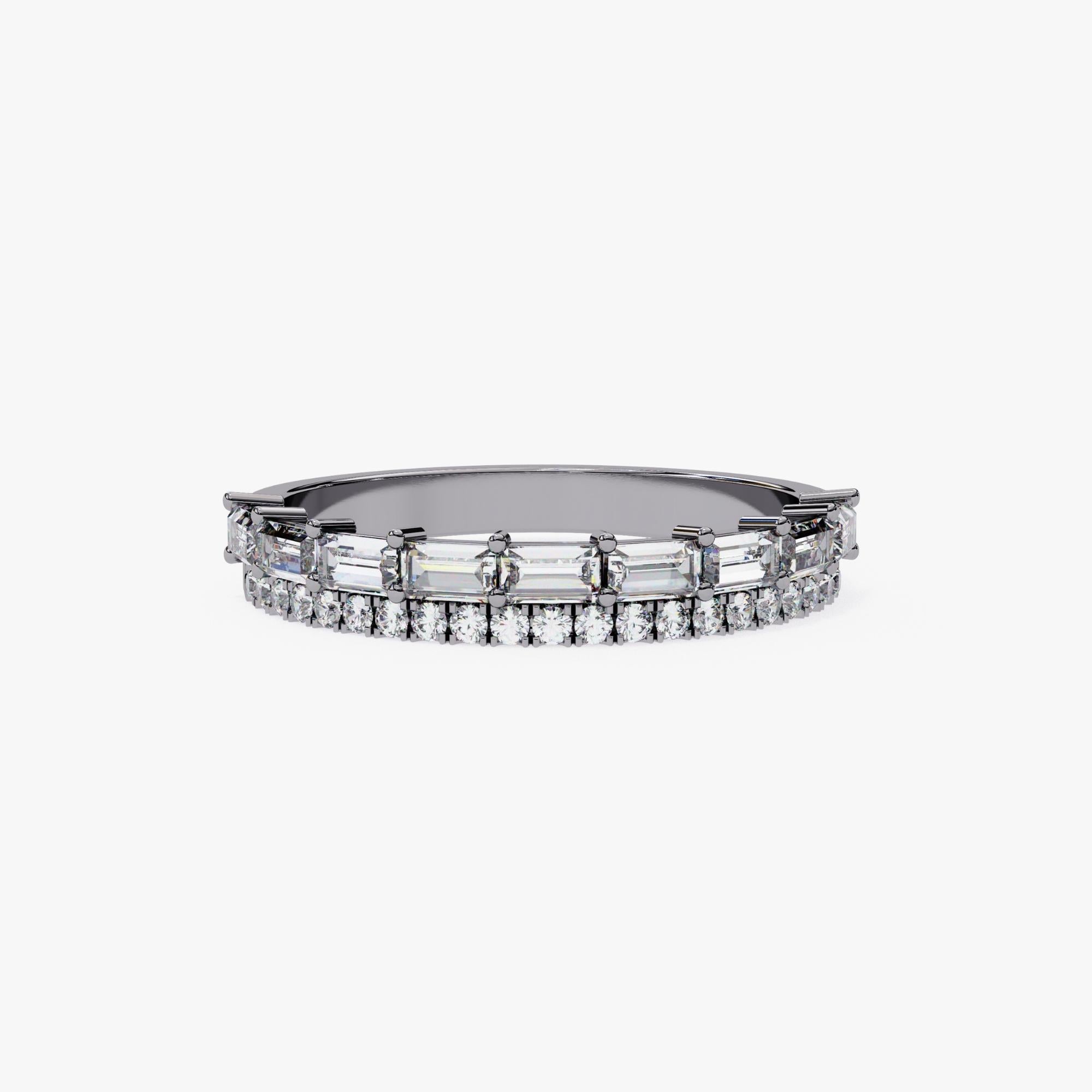 2/3 Carat TW, 14k Gold Diamond Band, Round and Baguette Diamonds, Half Eternity For Sale 4