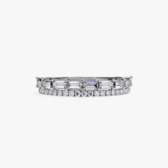 2/3 Carat TW, 14k Gold Diamond Band, Round and Baguette Diamonds, Half Eternity