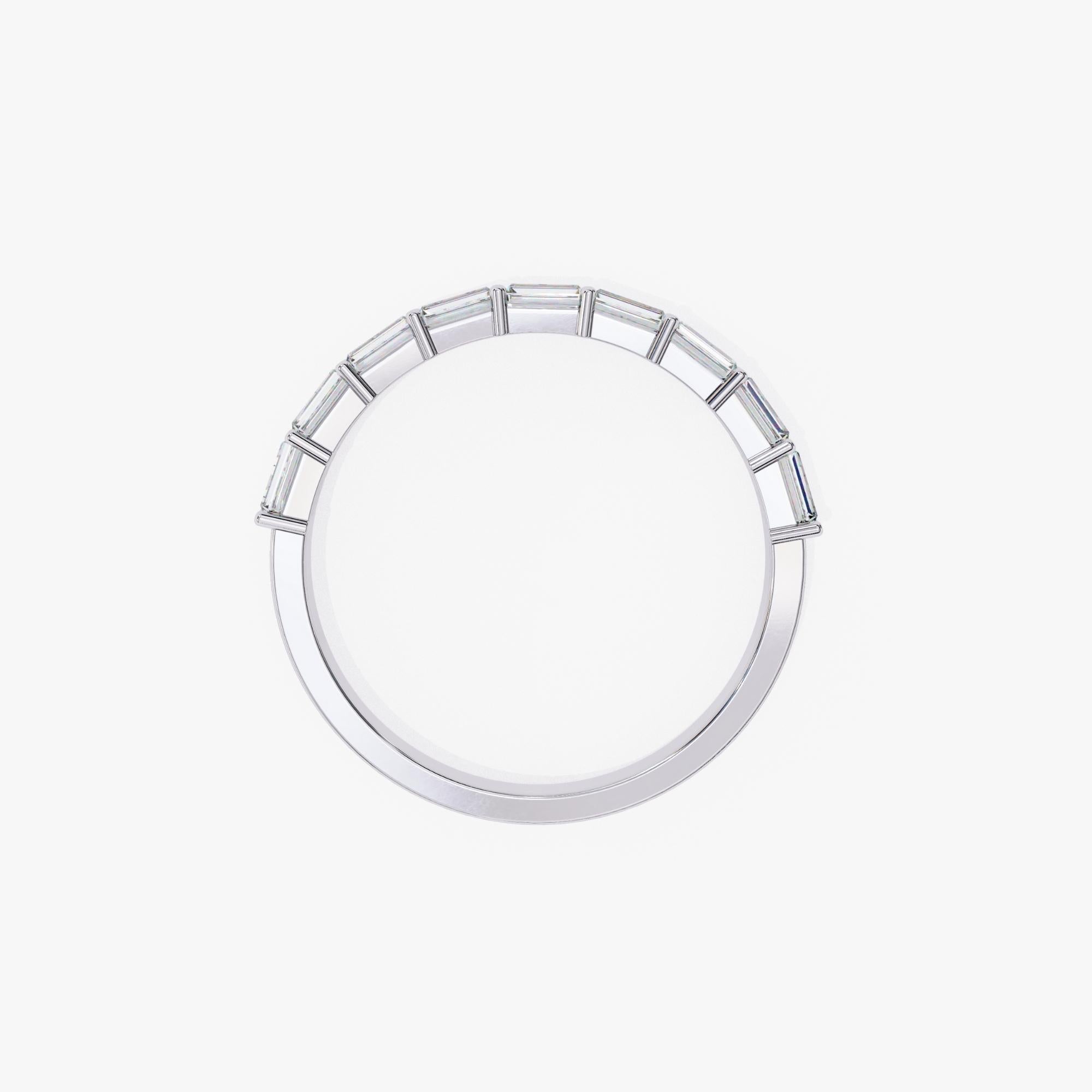 Contemporary 2/3 Carat TW, 14k Gold Diamond Band, Round and Baguette Diamonds, Half Eternity For Sale
