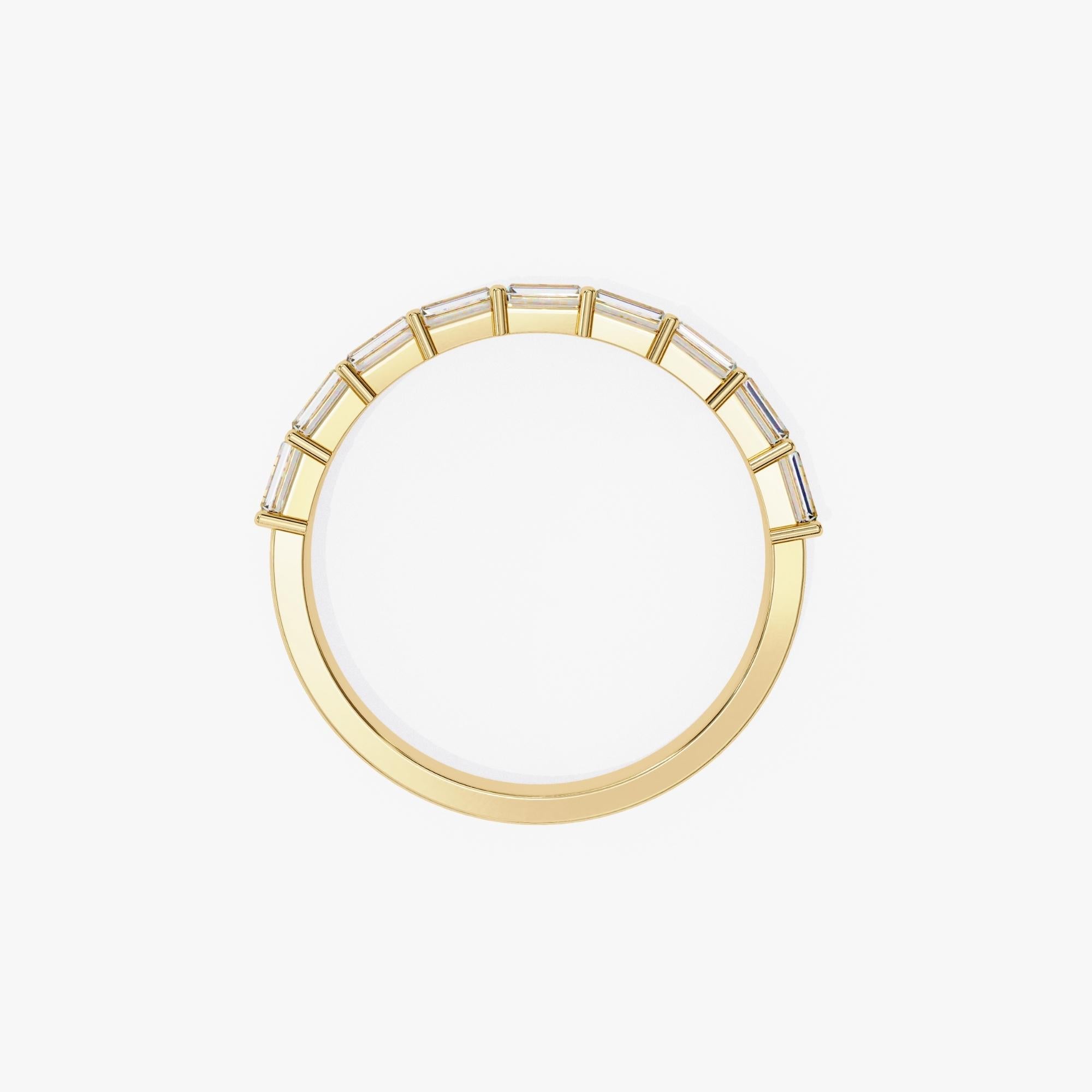 2/3 Carat TW, 14k Gold Diamond Band, Round and Baguette Diamonds, Half Eternity For Sale 1