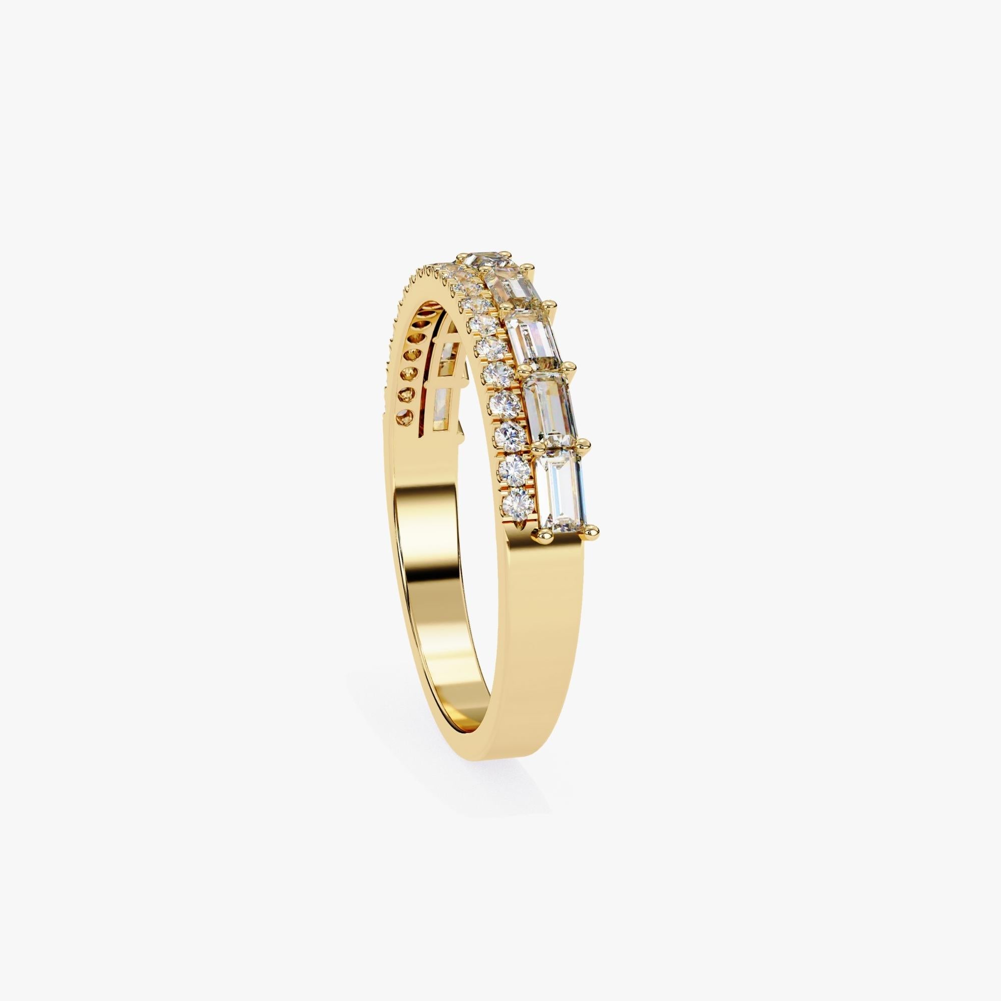 2/3 Carat TW, 14k Gold Diamond Band, Round and Baguette Diamonds, Half Eternity 2