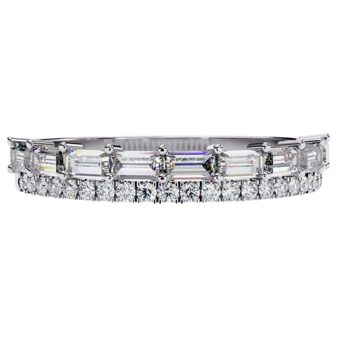 2/3 Karat TW, 14k Gold Diamantband, runde und Baguette-Diamanten, halber Eternity