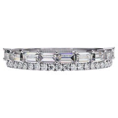 2/3 Carat TW, 14k Gold Diamond Band, Round and Baguette Diamonds, Half Eternity