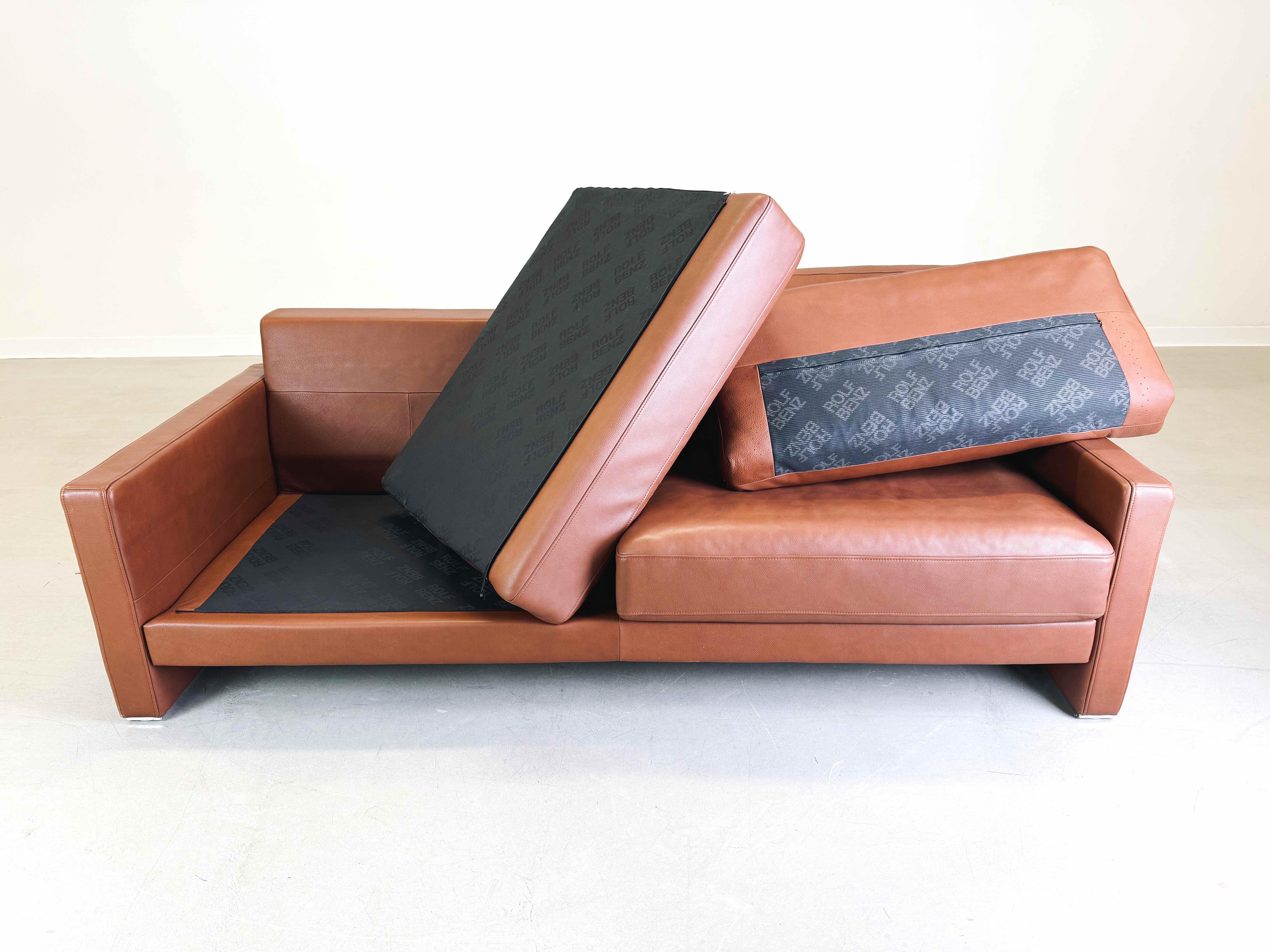 2-3 Sitzer Sofa Couch Rolf Benz Leder EGO Typ G Braun Design 1