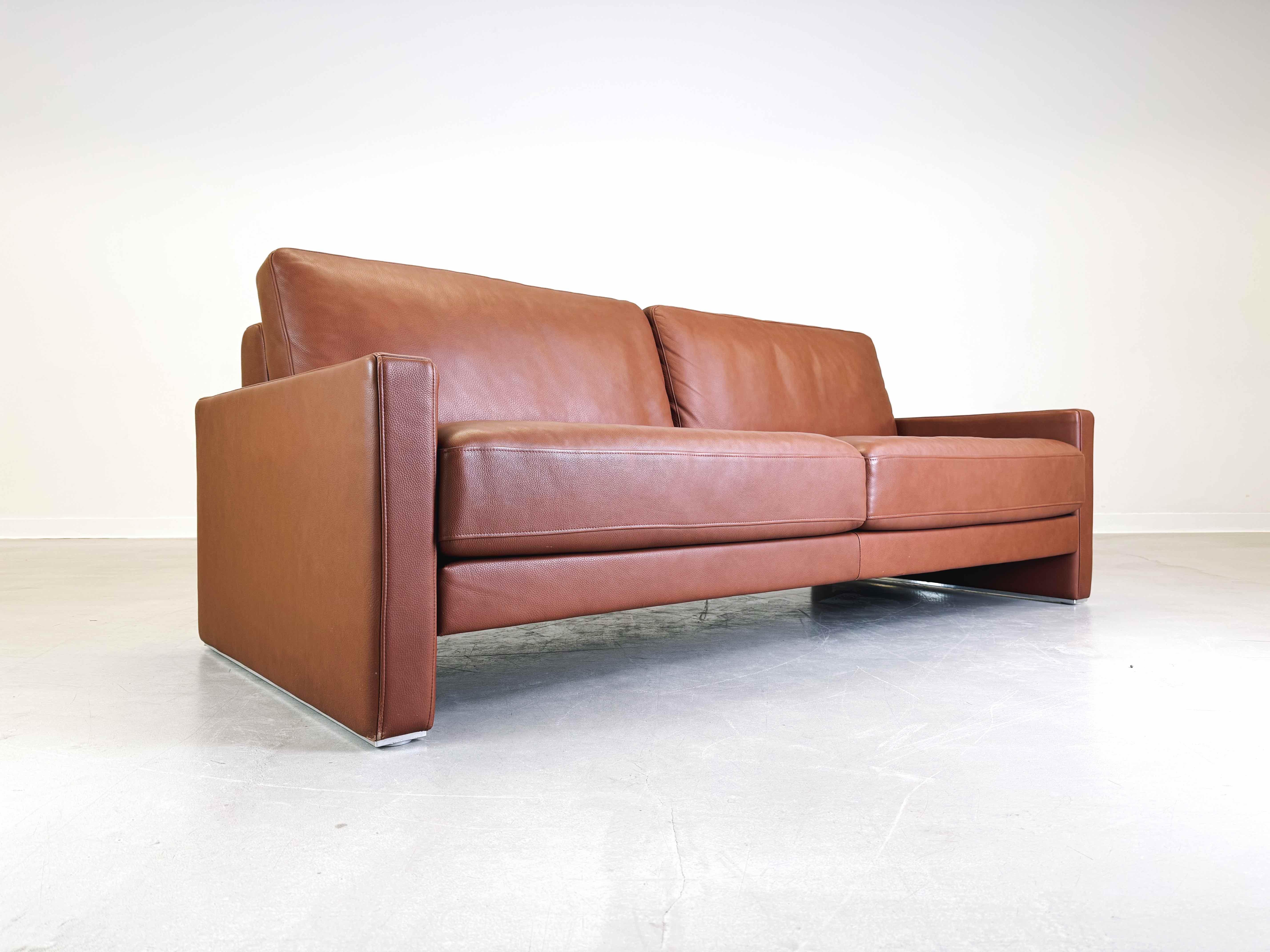 2-3 Sitzer Sofa Couch Rolf Benz Leder EGO Typ G Braun Design 3