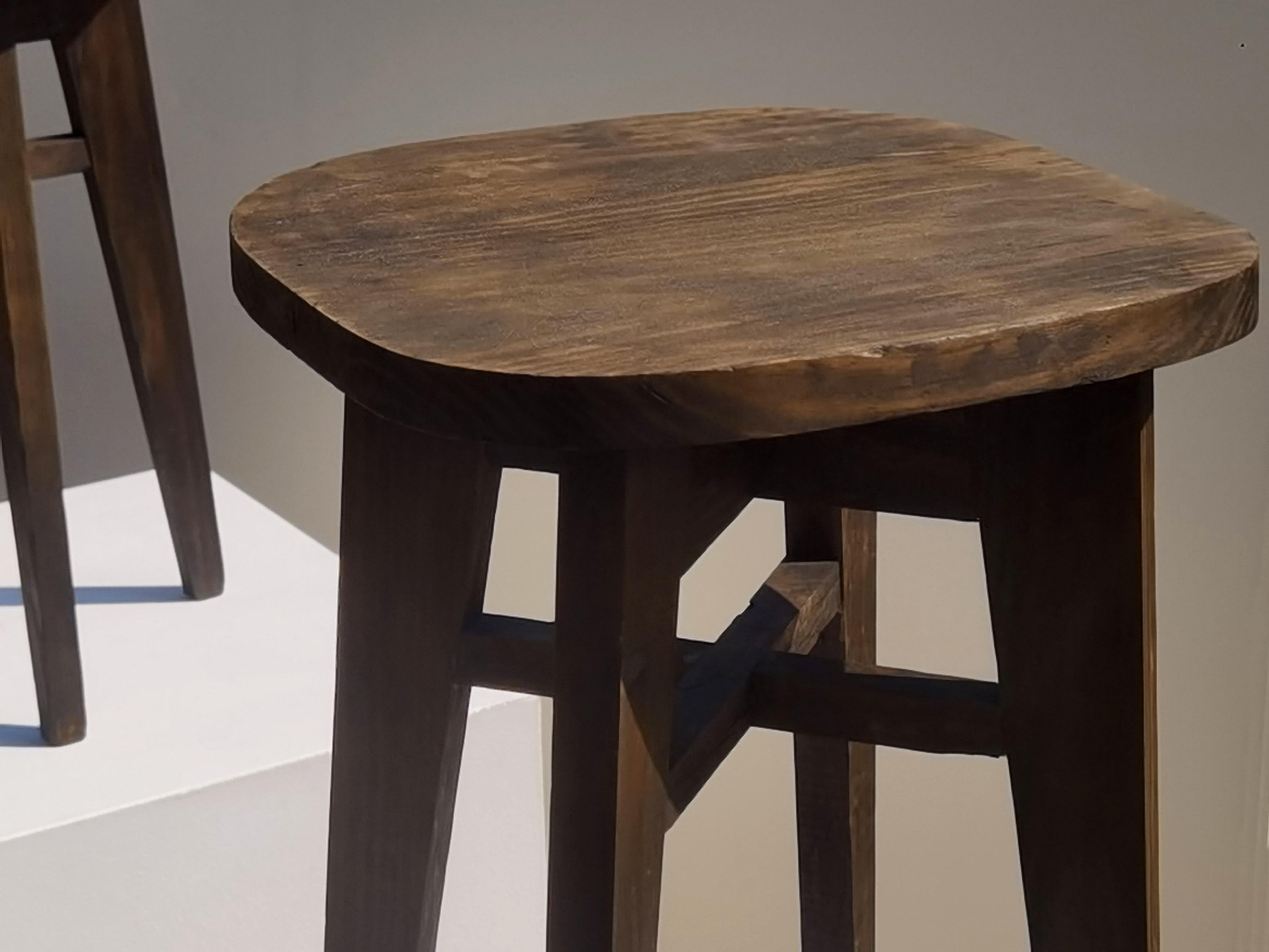 French 2/4 MID-CENTURY-MODERN STOOLS in RECONSTRUCTION Style, France 1950 For Sale