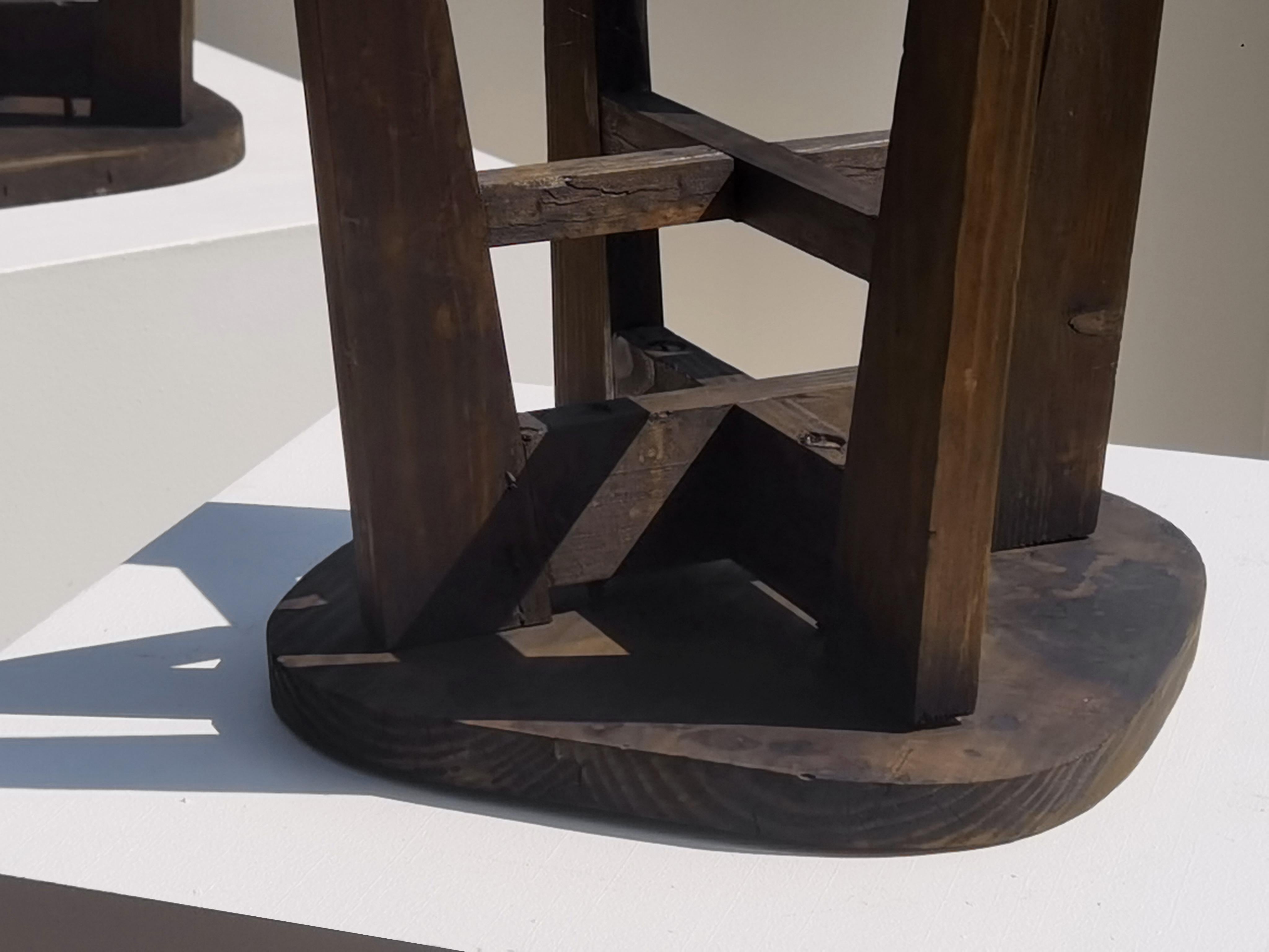 Mid-20th Century 2/4 MID-CENTURY-MODERN STOOLS in RECONSTRUCTION Style, France 1950 For Sale