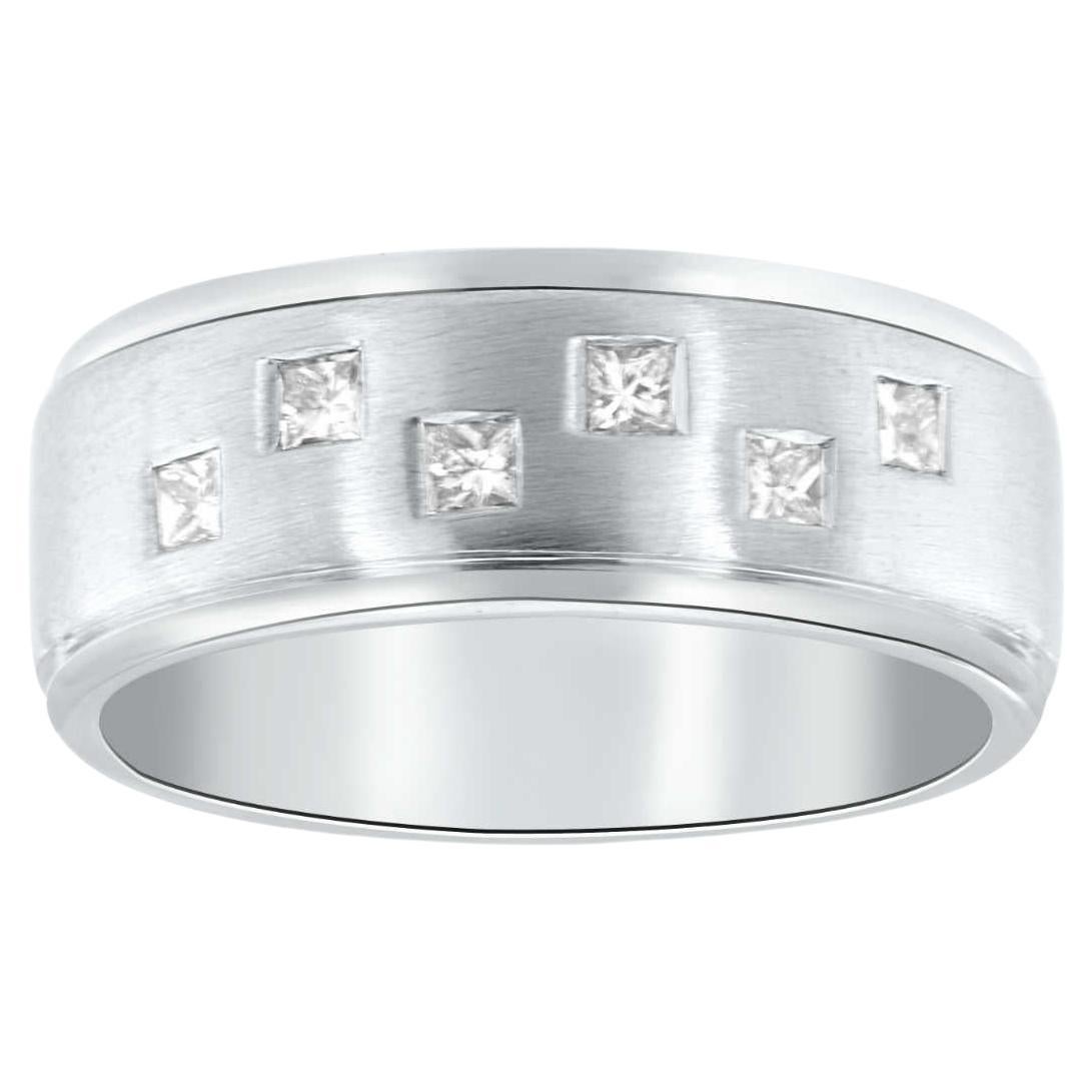 2/5 Carat 18K White Gold Men's Princess Cut Diamond Ring