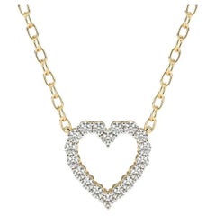 2/5 Ctw Heart Diamond Pendant Necklace, Round Cut, 14K Solid Gold, SI GH