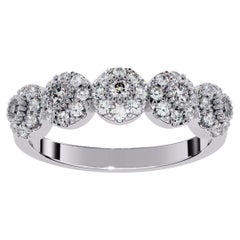 2/5 Ctw, Round Diamond Ring, 5 Diamond Halo Clusters, 14K Solid Gold, SI GH