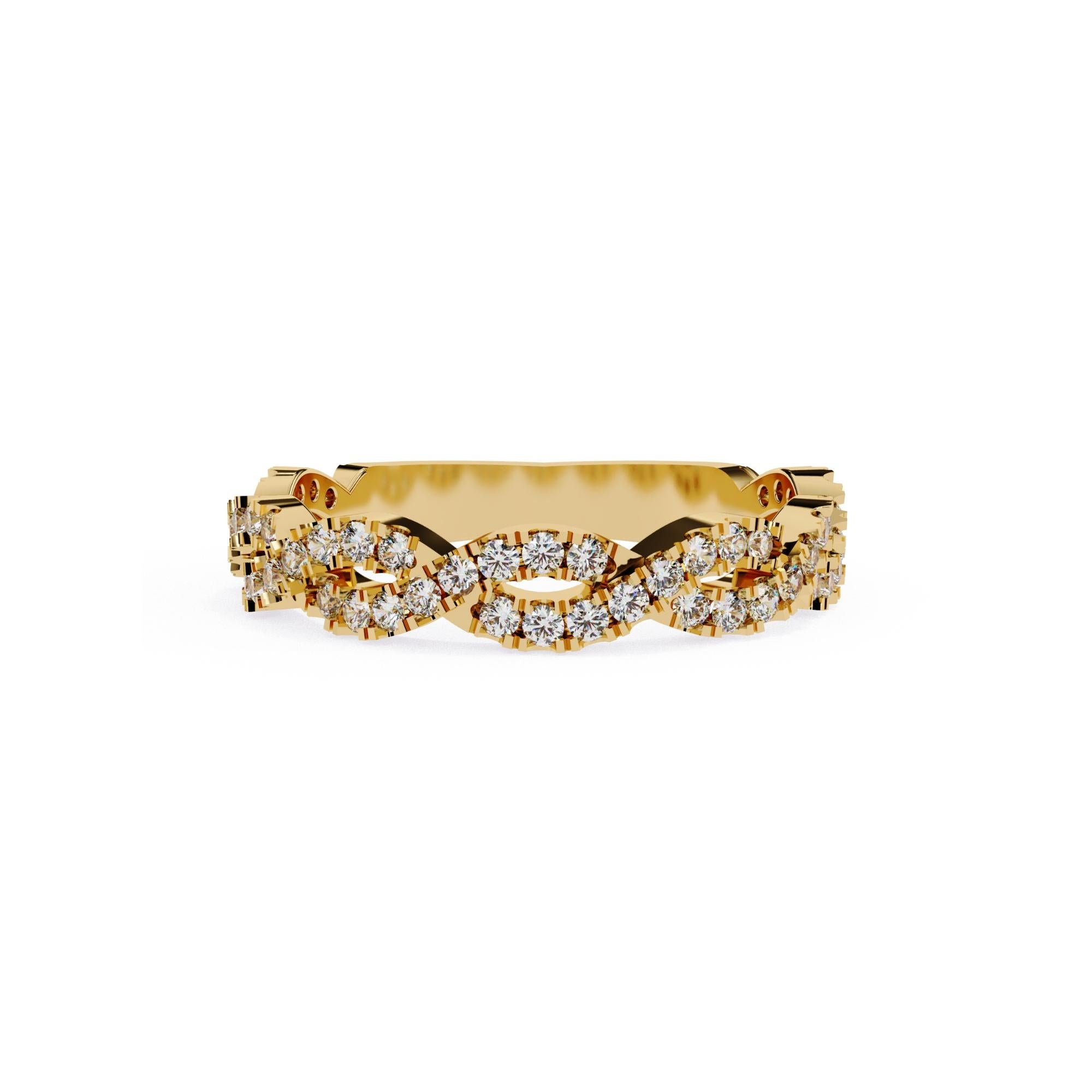 2/5 Ctw, Round Diamond Ring, Vine Design Band, 14K Solid Gold, SI GH In New Condition For Sale In New York, NY