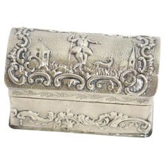 European Silver Antique Dutch Religious Theme Chest-Shaped Snuff Box