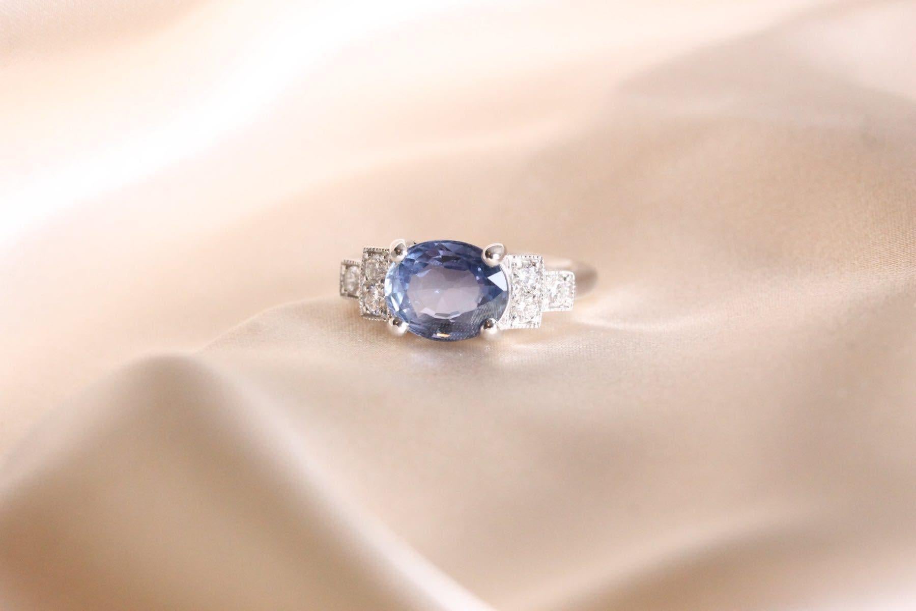 2, 89 carats ceylon sapphire ring with diamonds For Sale 1