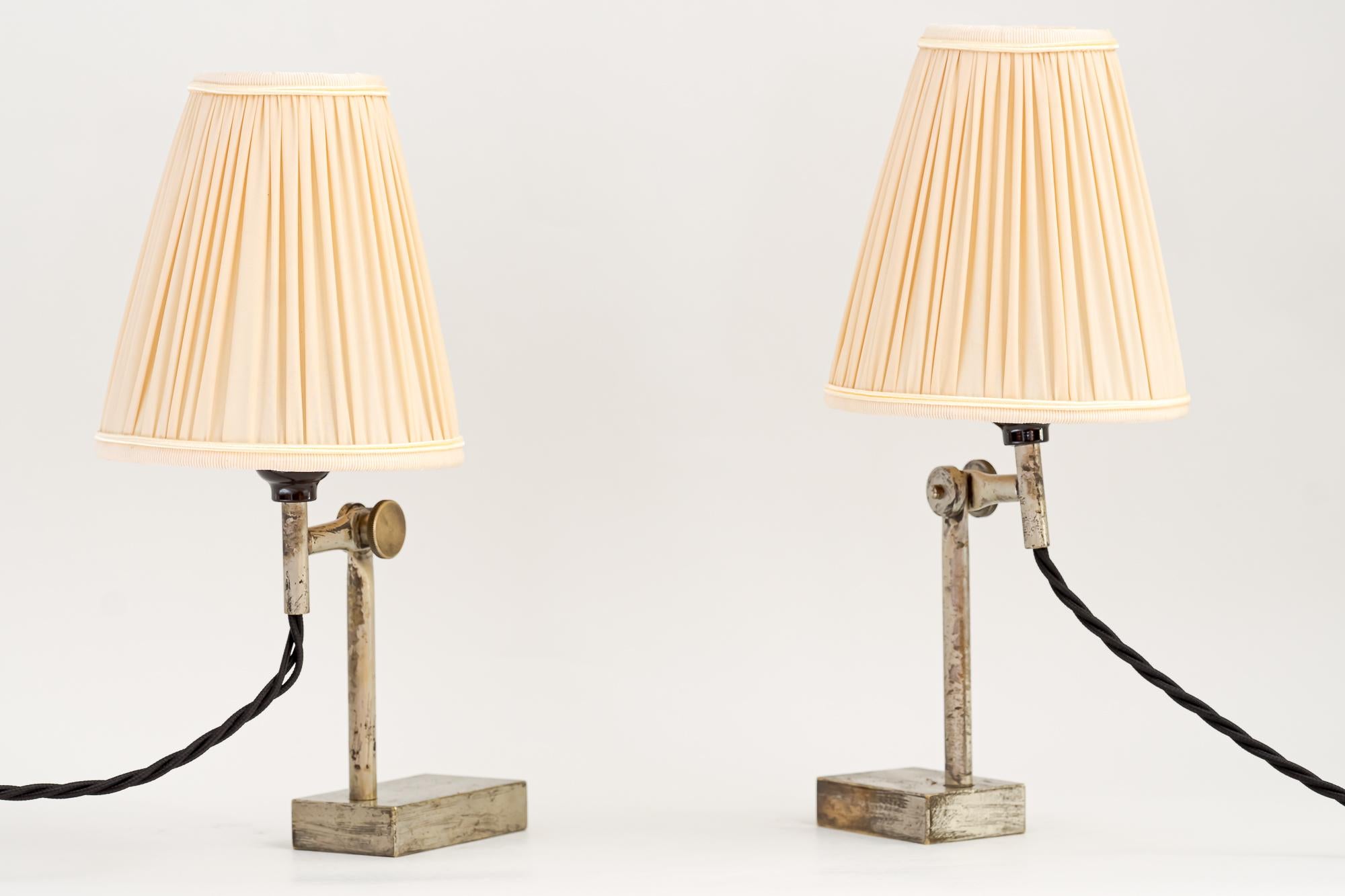 Fabric 2 Adjustable Vintage Table Lamps, Vienna, Around 1950s For Sale