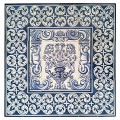 2 Albarrada Tile Murals with Cherubs and Flowers in Pure Clay and Fine Ceramic