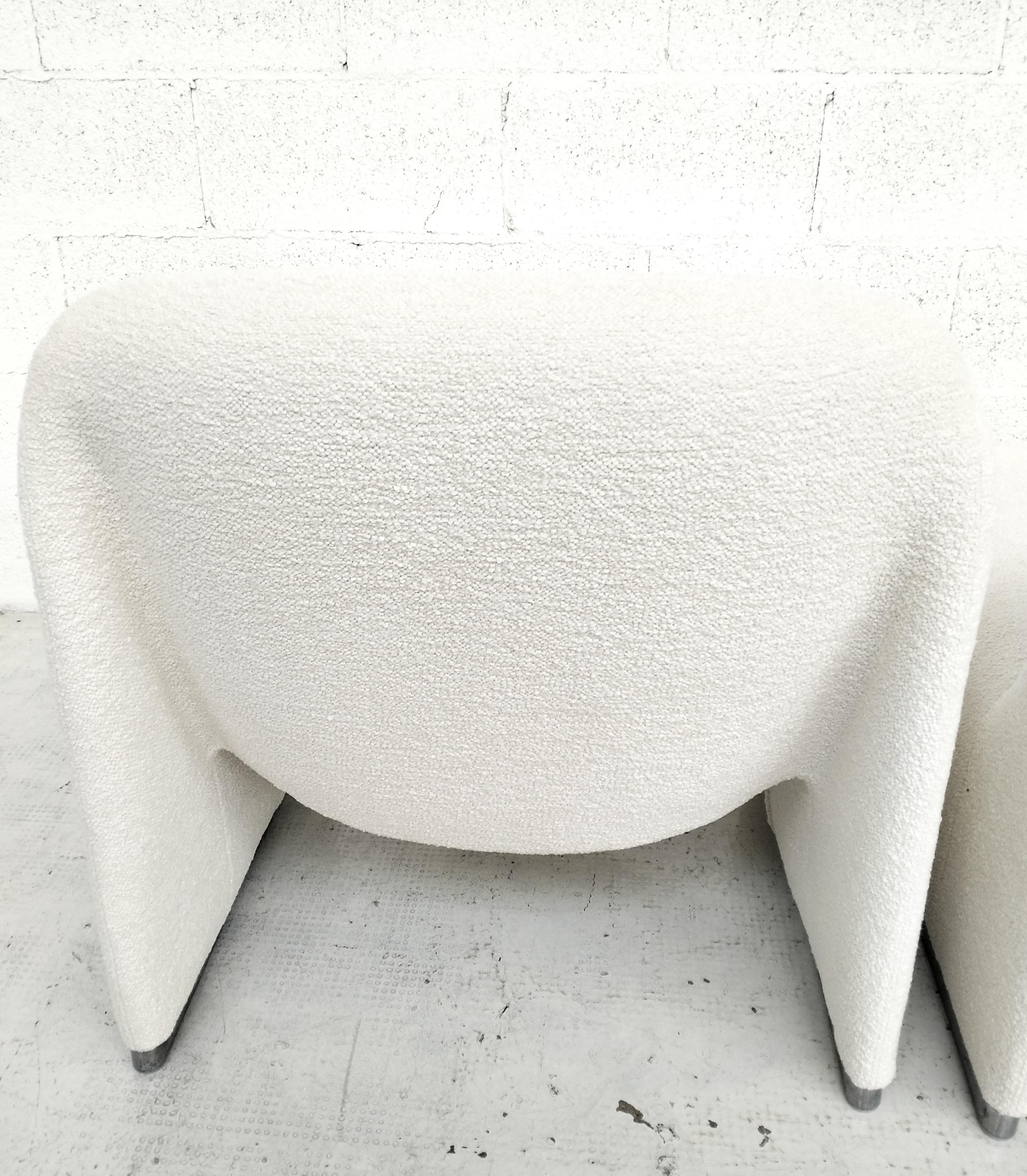 2 Alky chairs renewed white bouclè Giancarlo Piretti for Anonima Castelli  70s For Sale 4