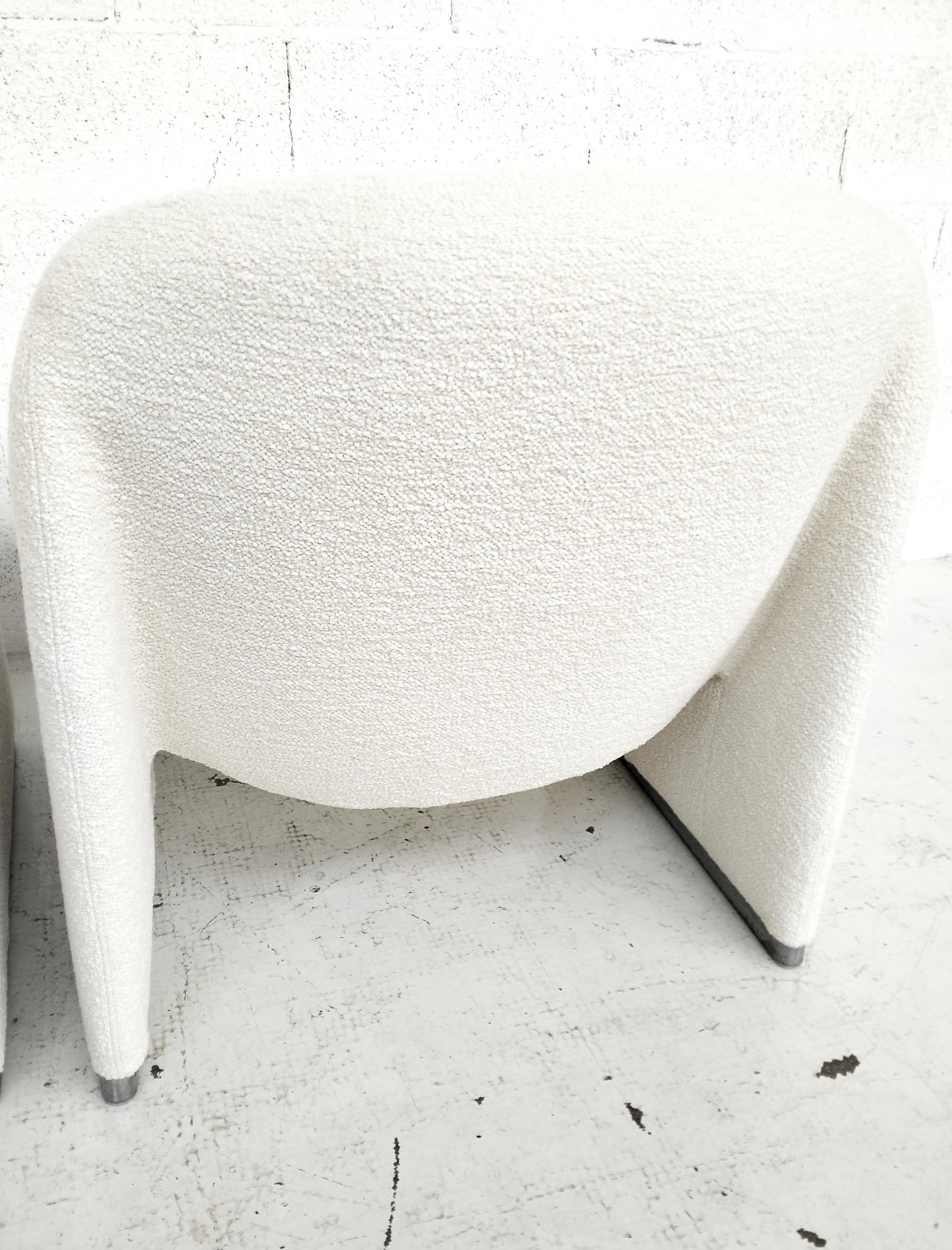 2 Alky chairs renewed white bouclè Giancarlo Piretti for Anonima Castelli  70s For Sale 5
