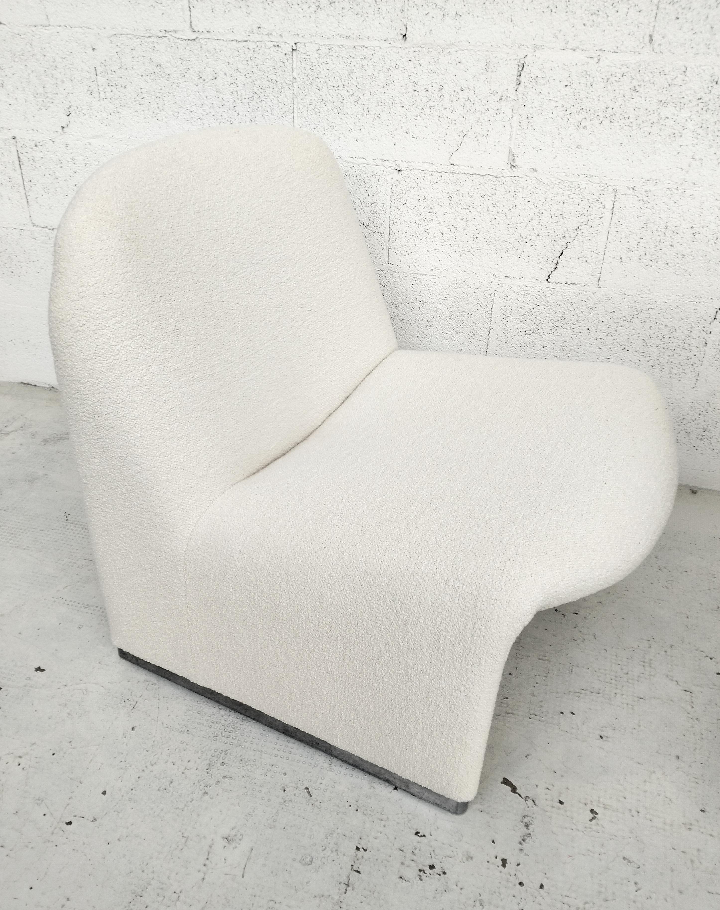 2 Alky chairs renewed white bouclè Giancarlo Piretti for Anonima Castelli  70s For Sale 7