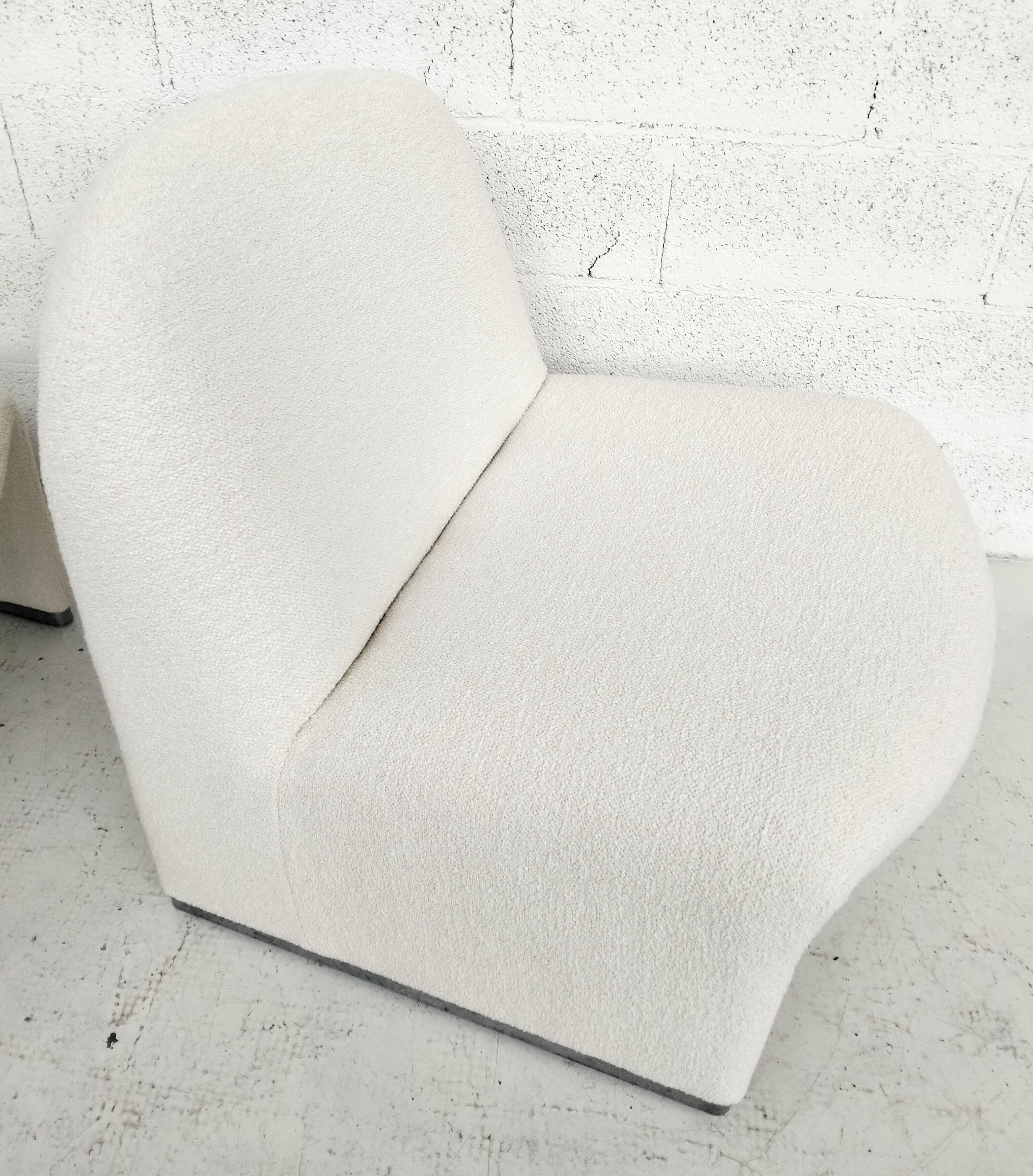 2 Alky chairs renewed white bouclè Giancarlo Piretti for Anonima Castelli  70s For Sale 8