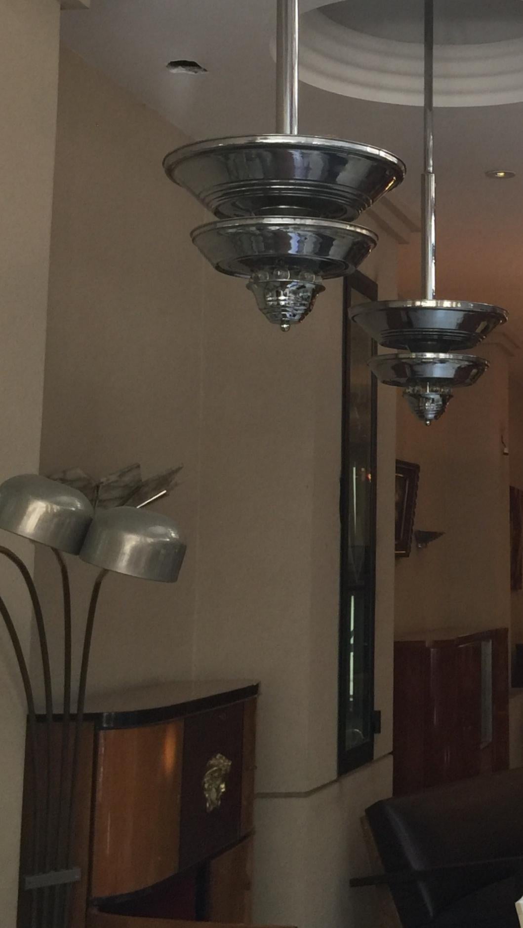 2 Amaizing Art Deco lamps in chrome, German in Style Art Deco, 1930 For Sale 1