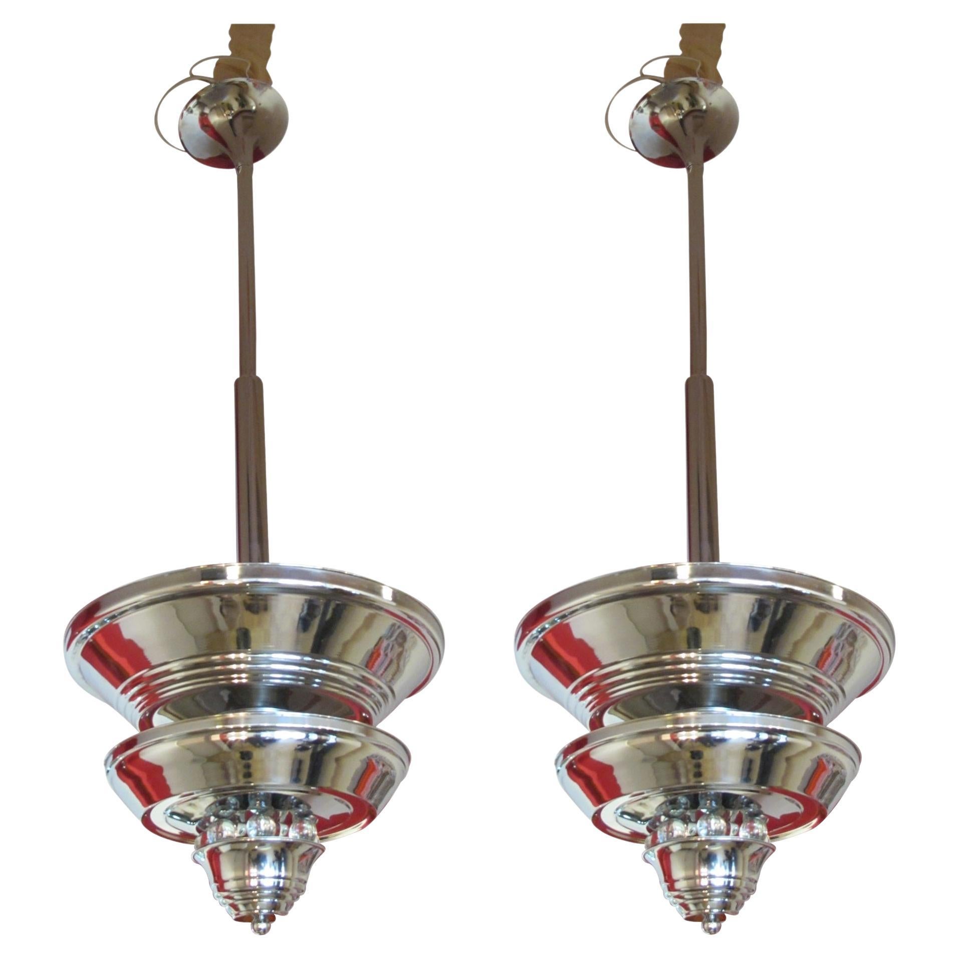 2 Amaizing Art Deco lamps in chrome, German in Style Art Deco, 1930
