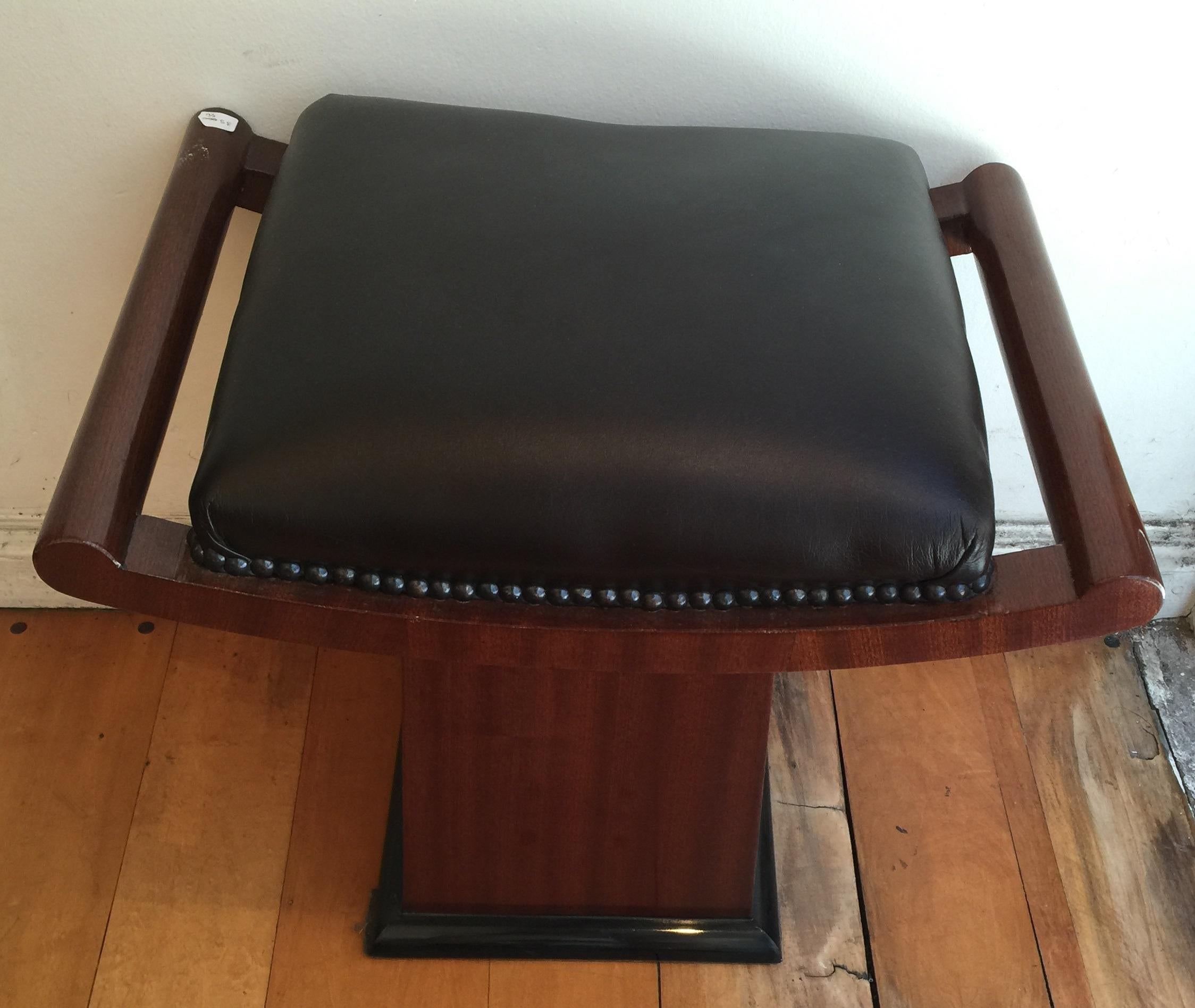 2 Amaizing Art Deco Stool in Leather and Wood, France, 1940 For Sale 1