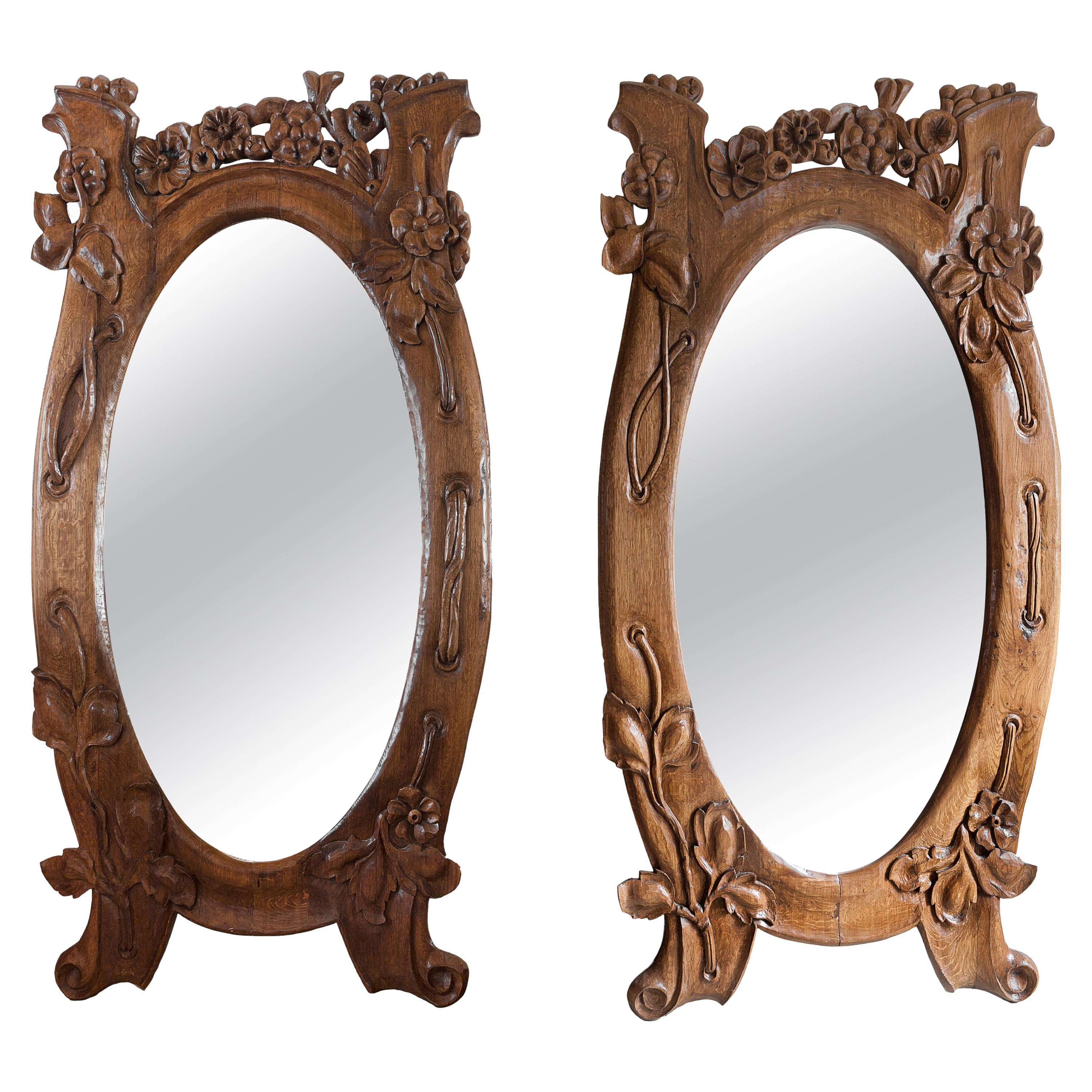 2 Specchi sorprendenti Jugendstil, Art Nouveau, Liberty, Specchi, 1900, Francia