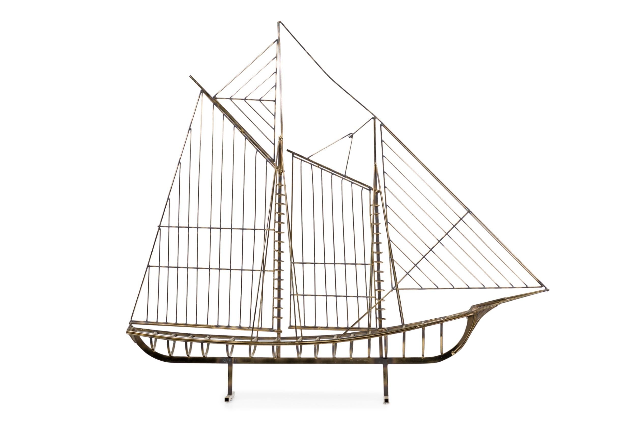 2 Amerikanische Mitte des Jahrhunderts Messing Modell des Schiffes von Curtis Jere (Nordamerikanisch) im Angebot
