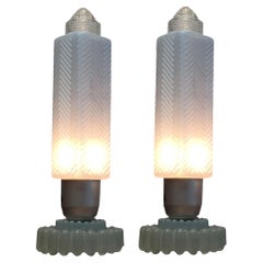 2 American Table Lamps in Glass, Style: Art Deco, 1930