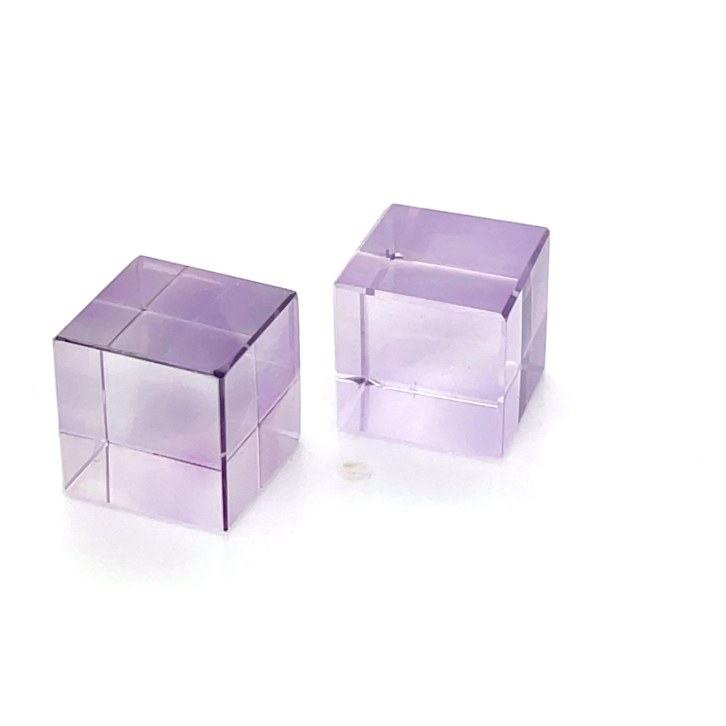 Contemporary 2 Amethyst Cube Cts 26.42  For Sale