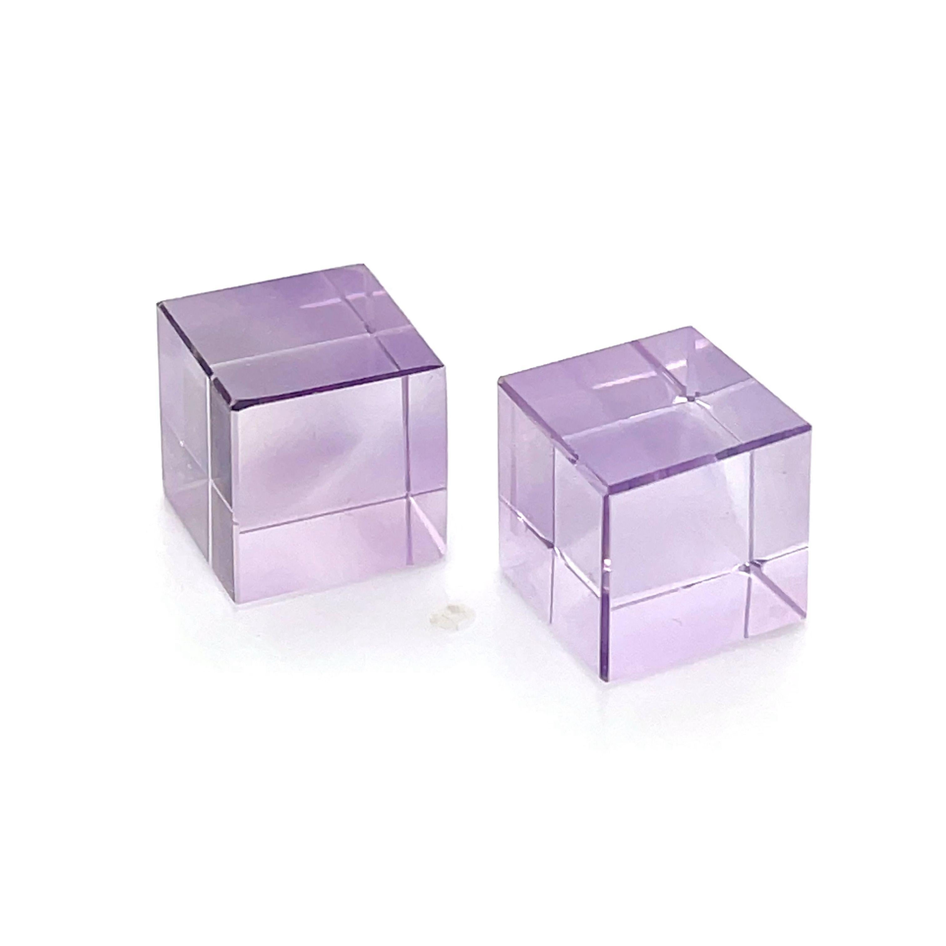 Square Cut 2 Amethyst Cube Cts 26.42  For Sale