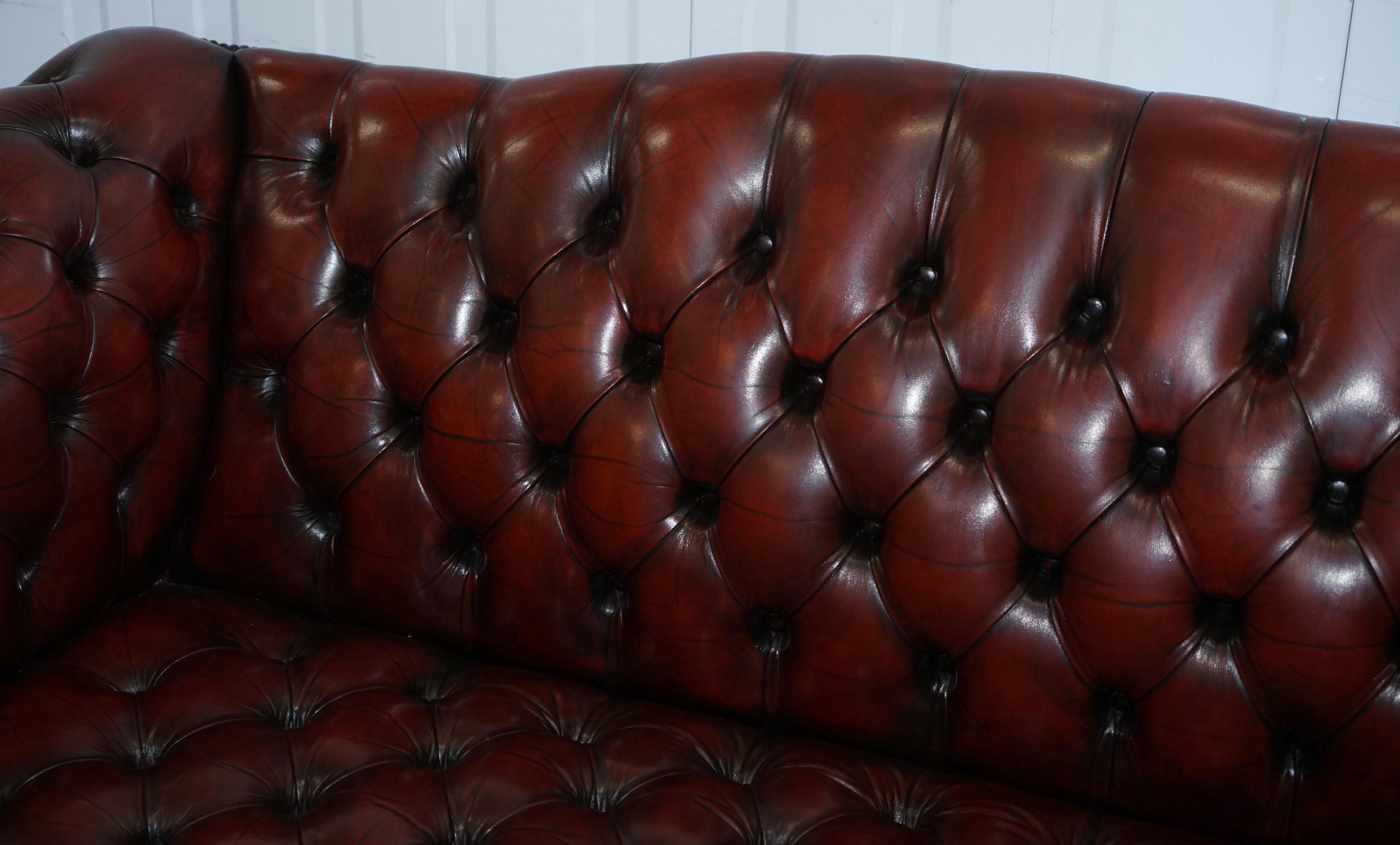 2 and 3 Seat Pair of Claw & Ball Feet Restored Brown Leather Chesterfield Sofas 1