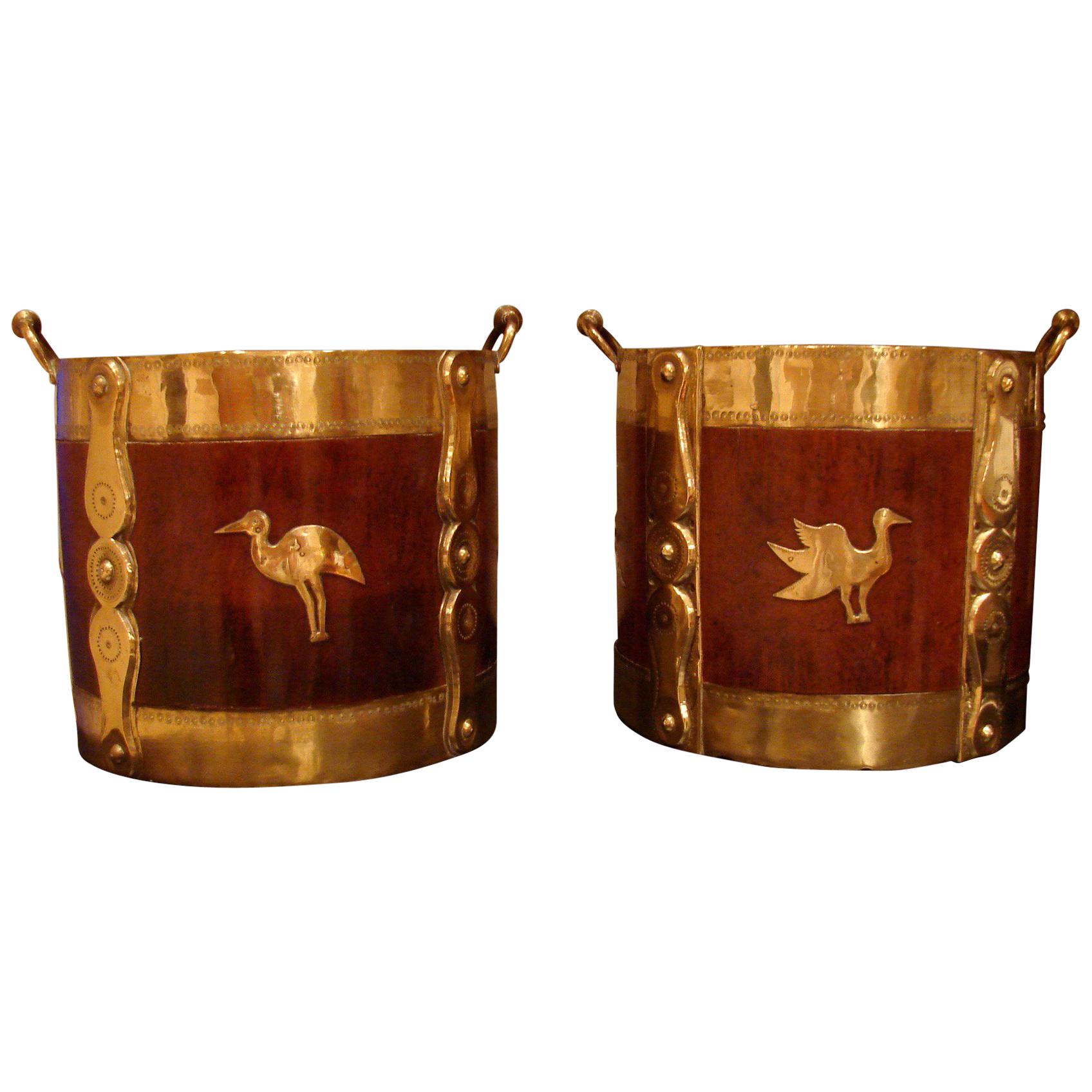 2 Anglo-Indian Hardwood Brass Mounted Buckets