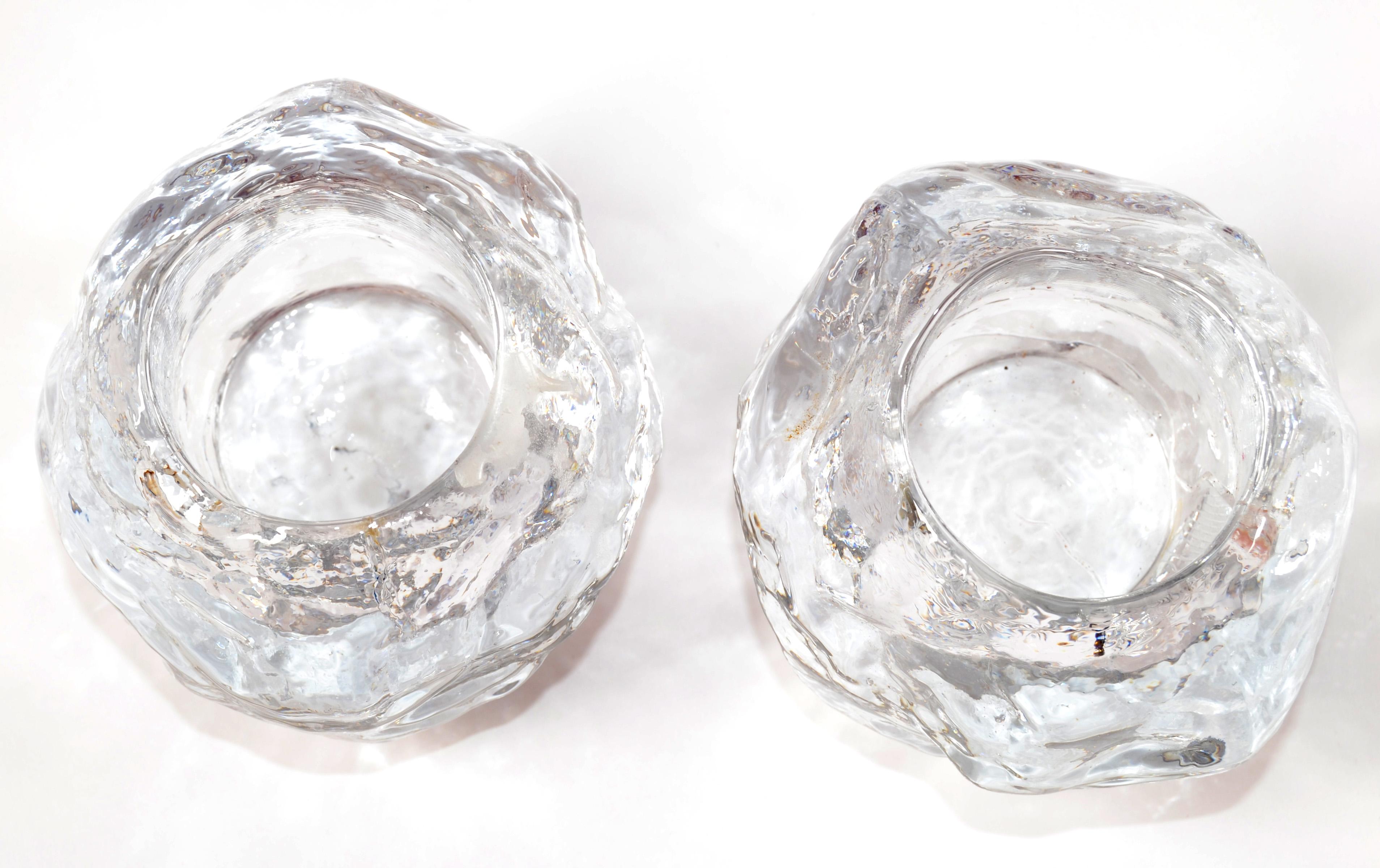 2 Ann Warff Glas-Kristall-Kerzenhalter Skandinavisch-Modern Kosta Boda-Stil im Zustand „Gut“ im Angebot in Miami, FL