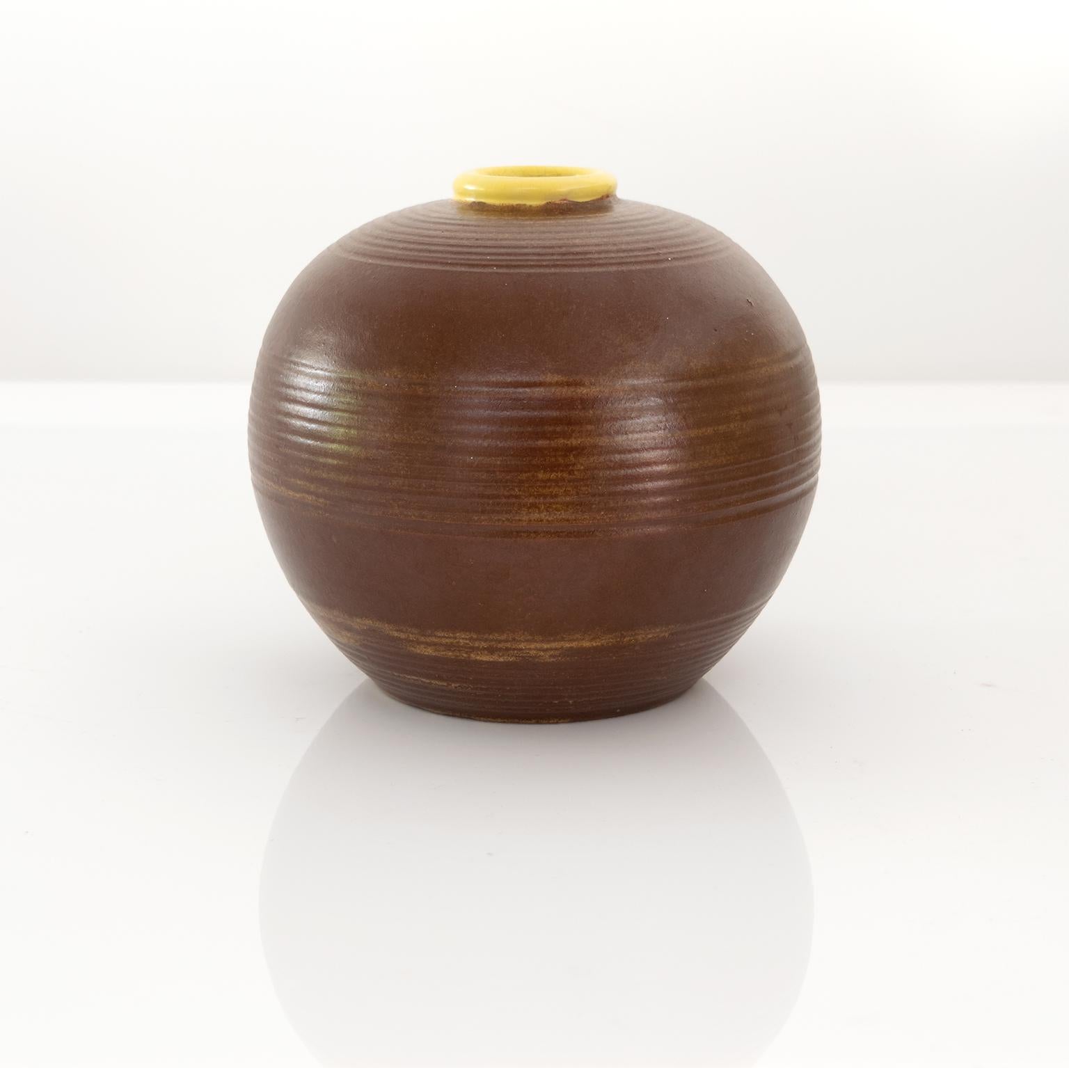 Glazed 2 Anna-Lisa Thomson Ceramic Ribbed Vases Upsala Ekeby, 1930 For Sale