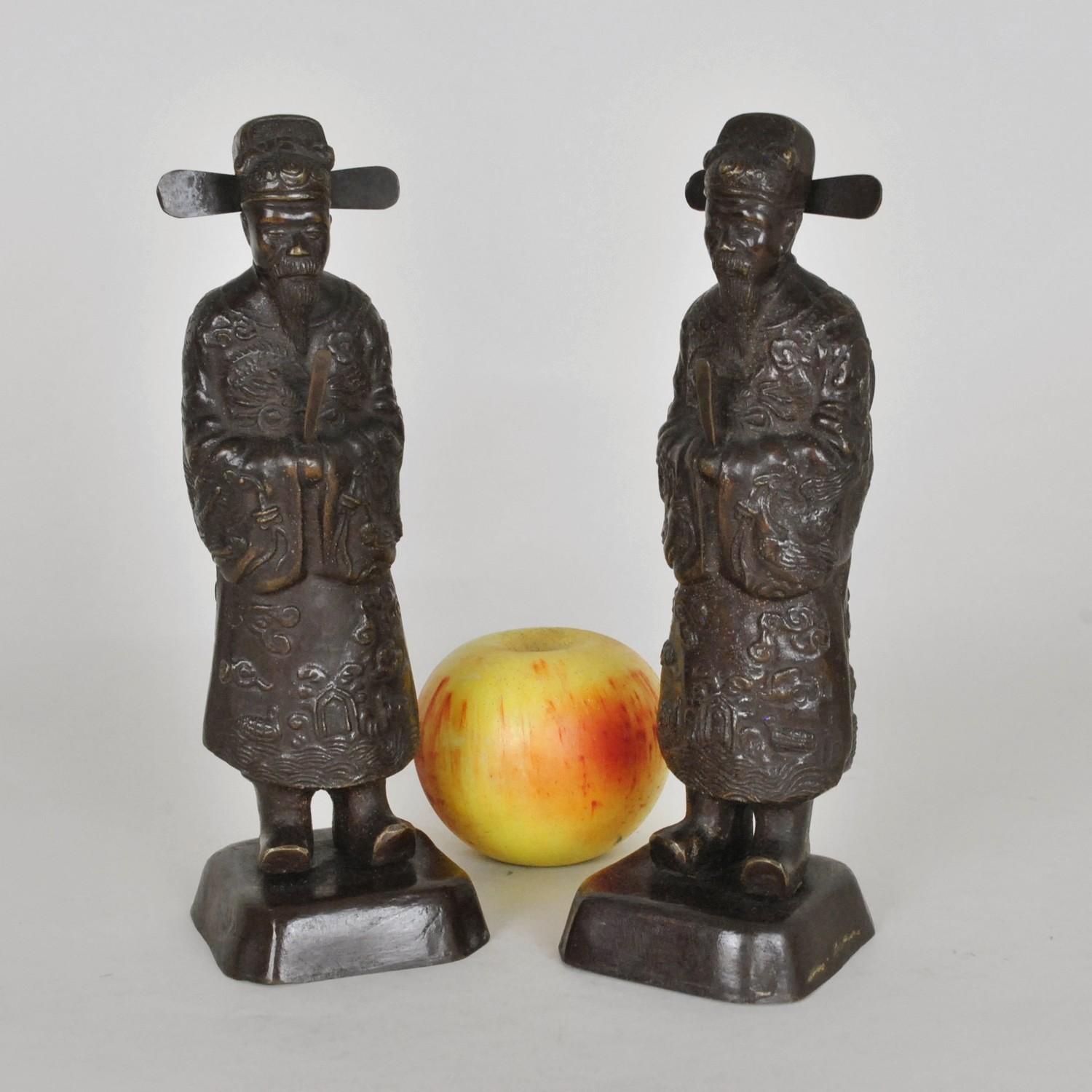 2 Mandarini di Annamite in bronzo, Vietnam, inizio XX secolo in vendita 7