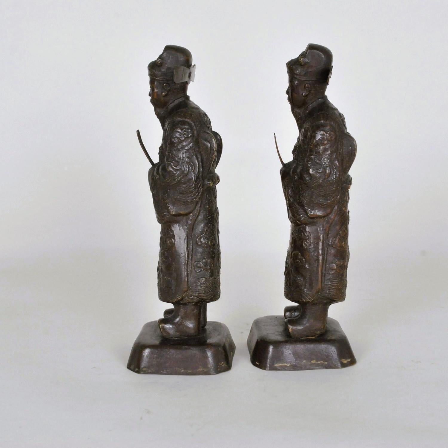 2 Mandarini di Annamite in bronzo, Vietnam, inizio XX secolo in vendita 8