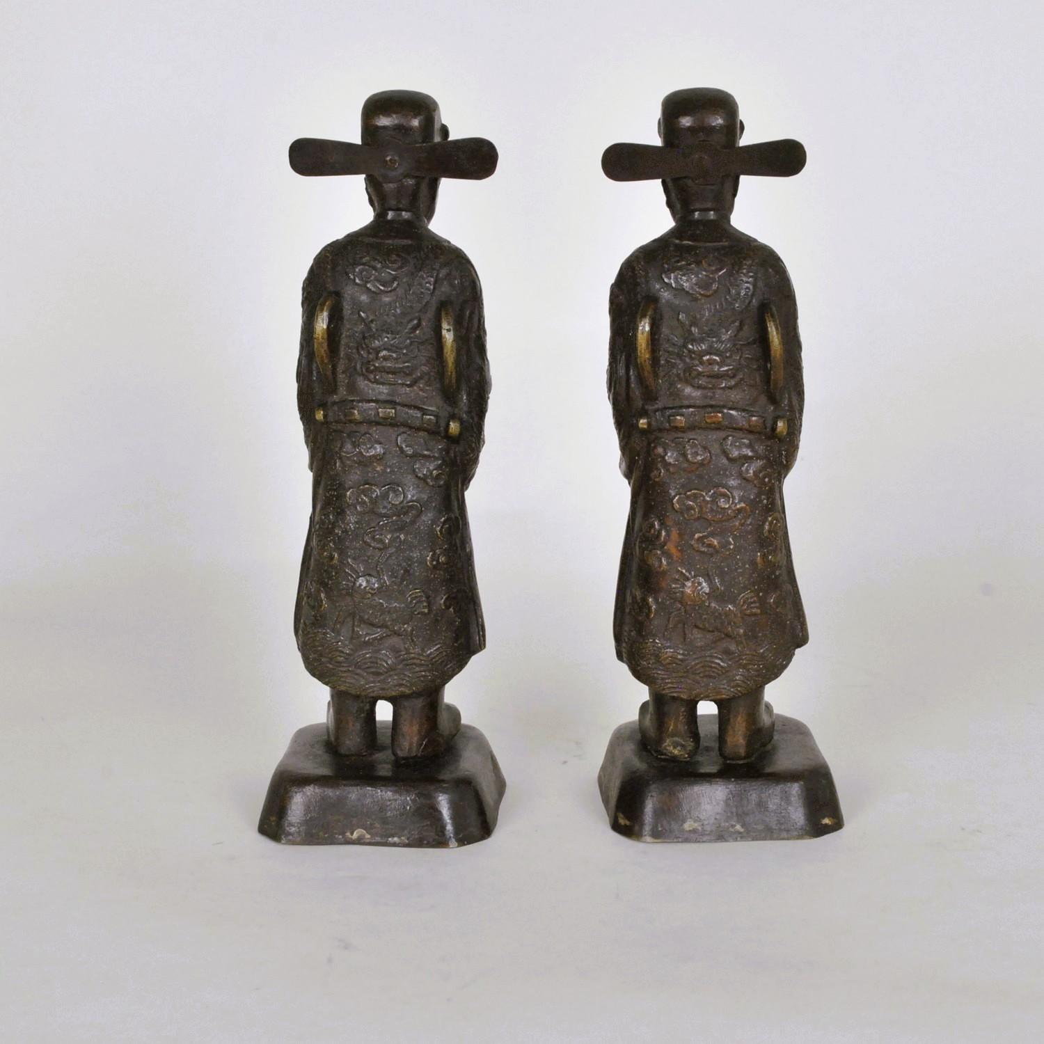 2 Mandarini di Annamite in bronzo, Vietnam, inizio XX secolo in vendita 9