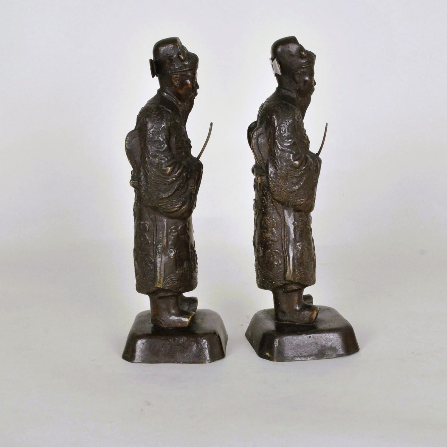 2 Mandarini di Annamite in bronzo, Vietnam, inizio XX secolo in vendita 10