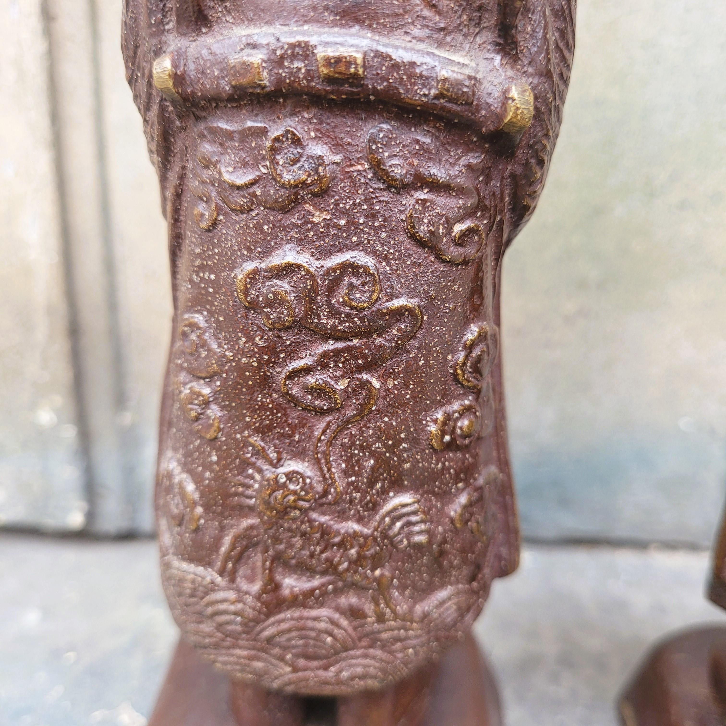 2 Mandarini di Annamite in bronzo, Vietnam, inizio XX secolo in vendita 2