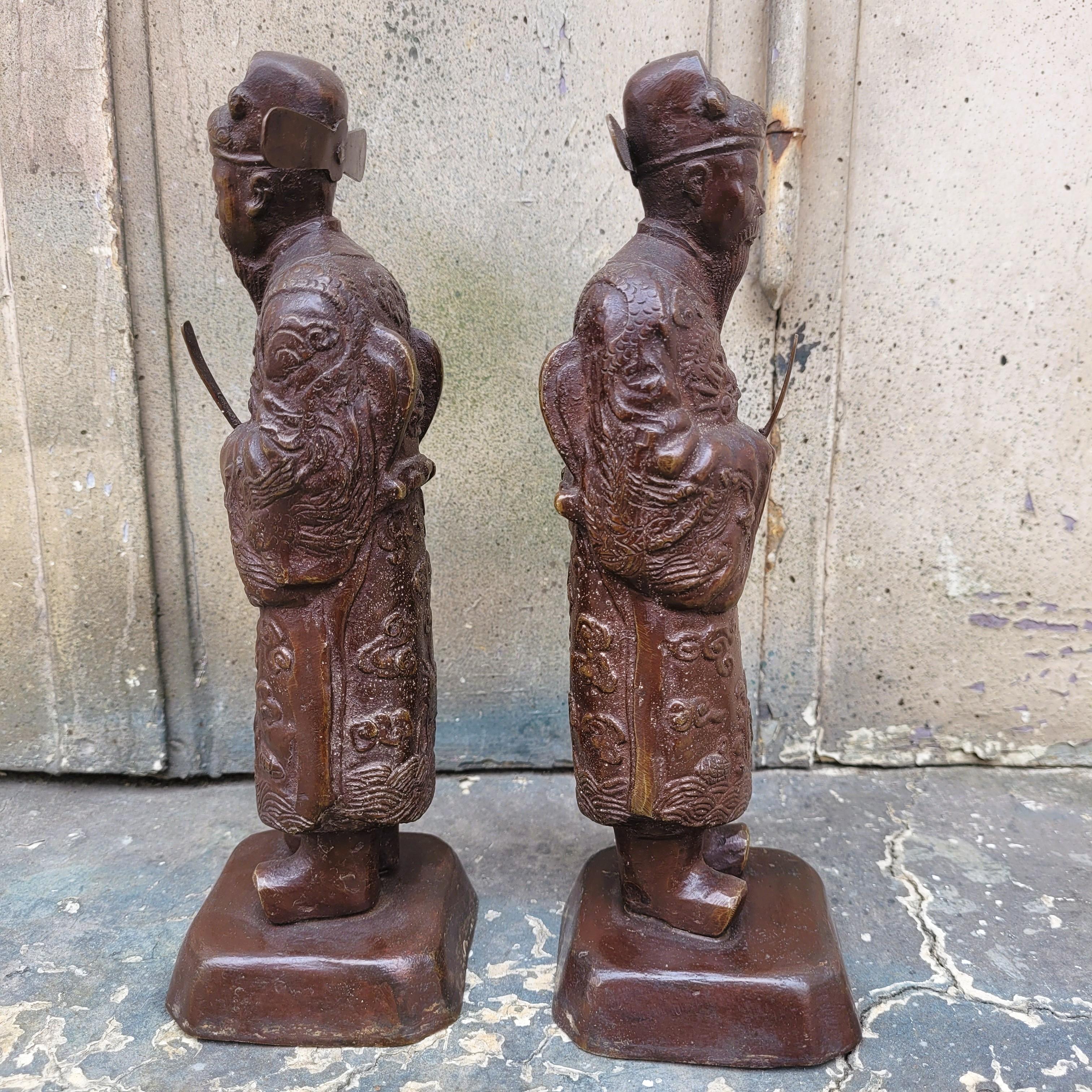 2 Mandarini di Annamite in bronzo, Vietnam, inizio XX secolo in vendita 3