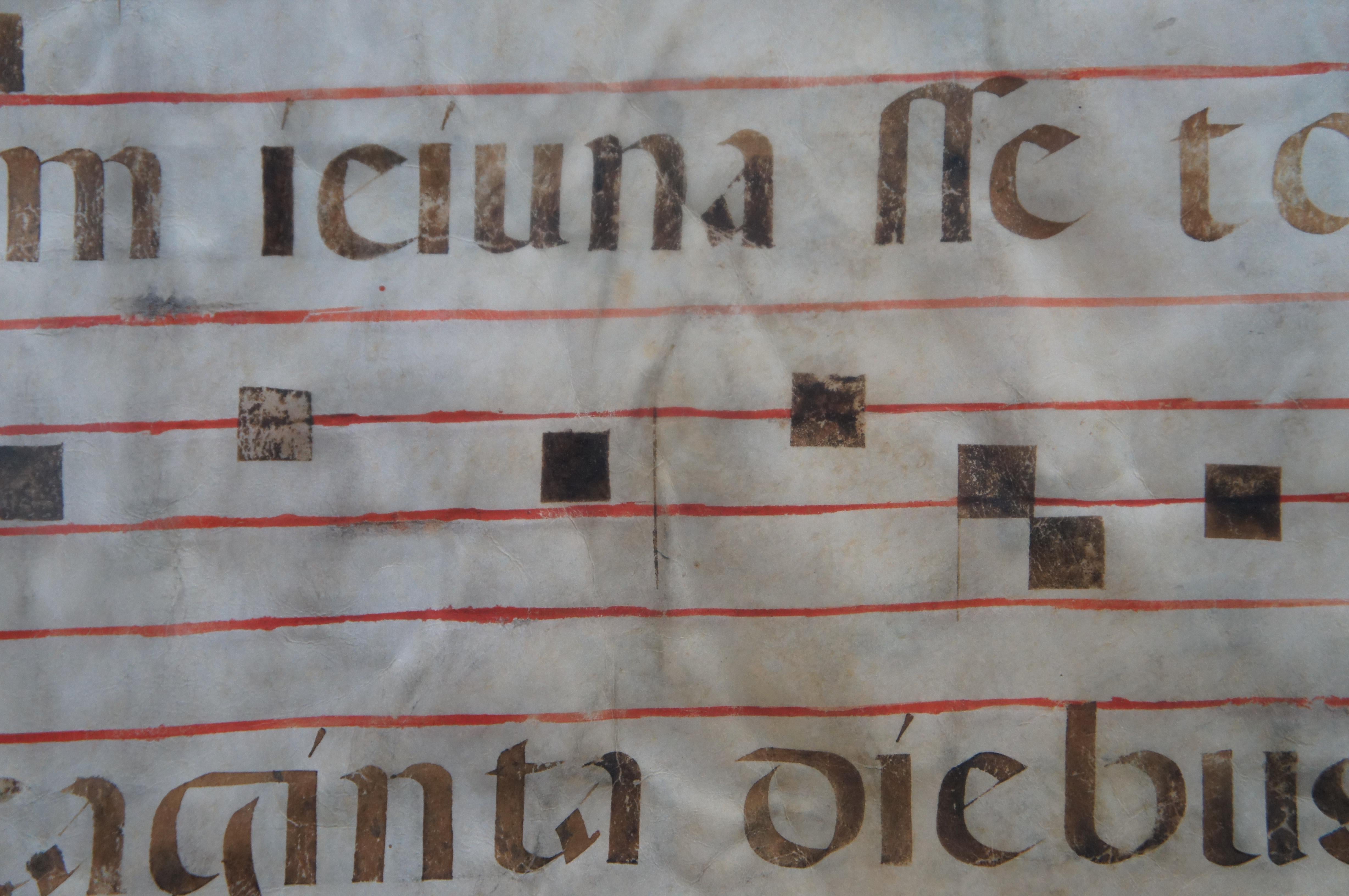 2 Antique 17th Century Antiphonal Vellum Sheet Music Roman Catholic Religious For Sale 4