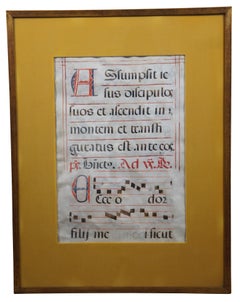 2 Antique 17th Century Antiphonal Vellum Sheet Music Roman Catholic Religious