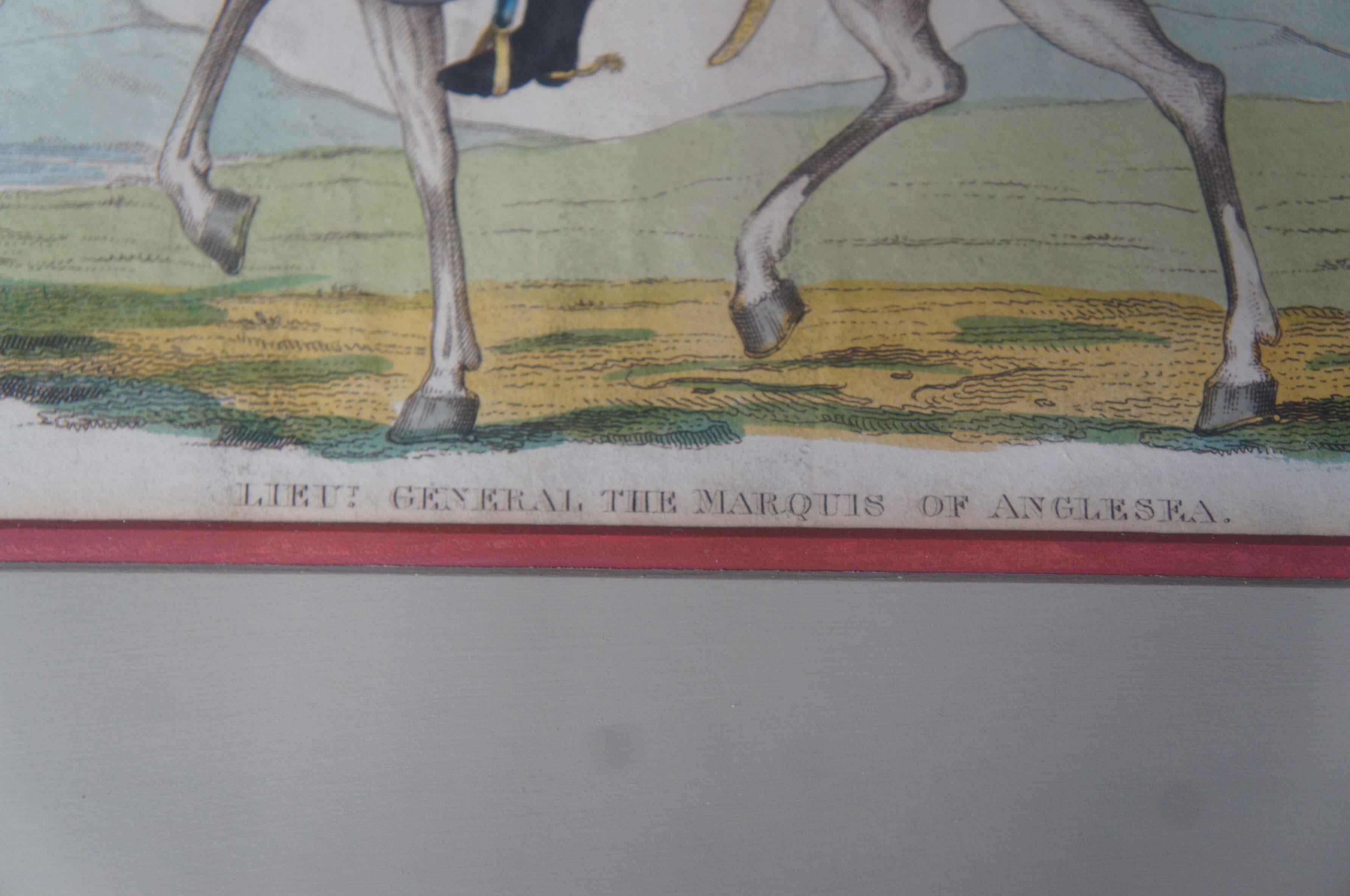 Papier 2 gravures anciennes de chevaux de guerre napoléoniens de Richard Evans datant de 1815, 20 po. en vente