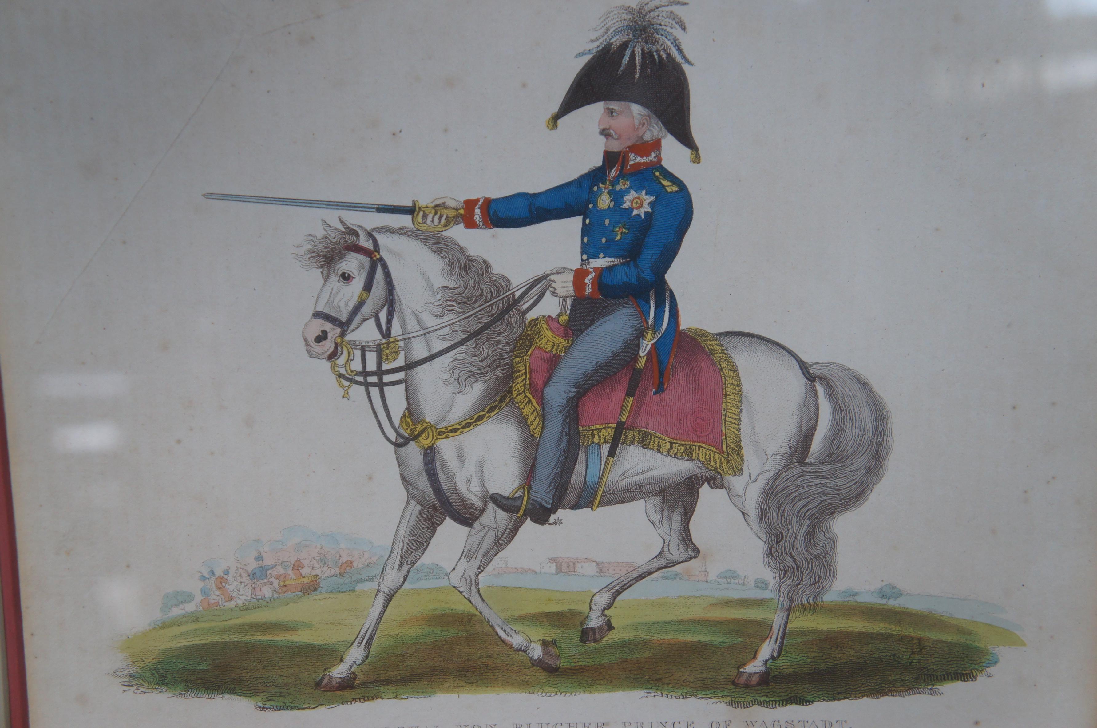 2 Antique 1815 Richard Evans Napoleonic War Horse Officer Engravings For Sale 3