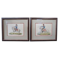 2 Antique 1815 Richard Evans Napoleonic War Horse Officer Engravings