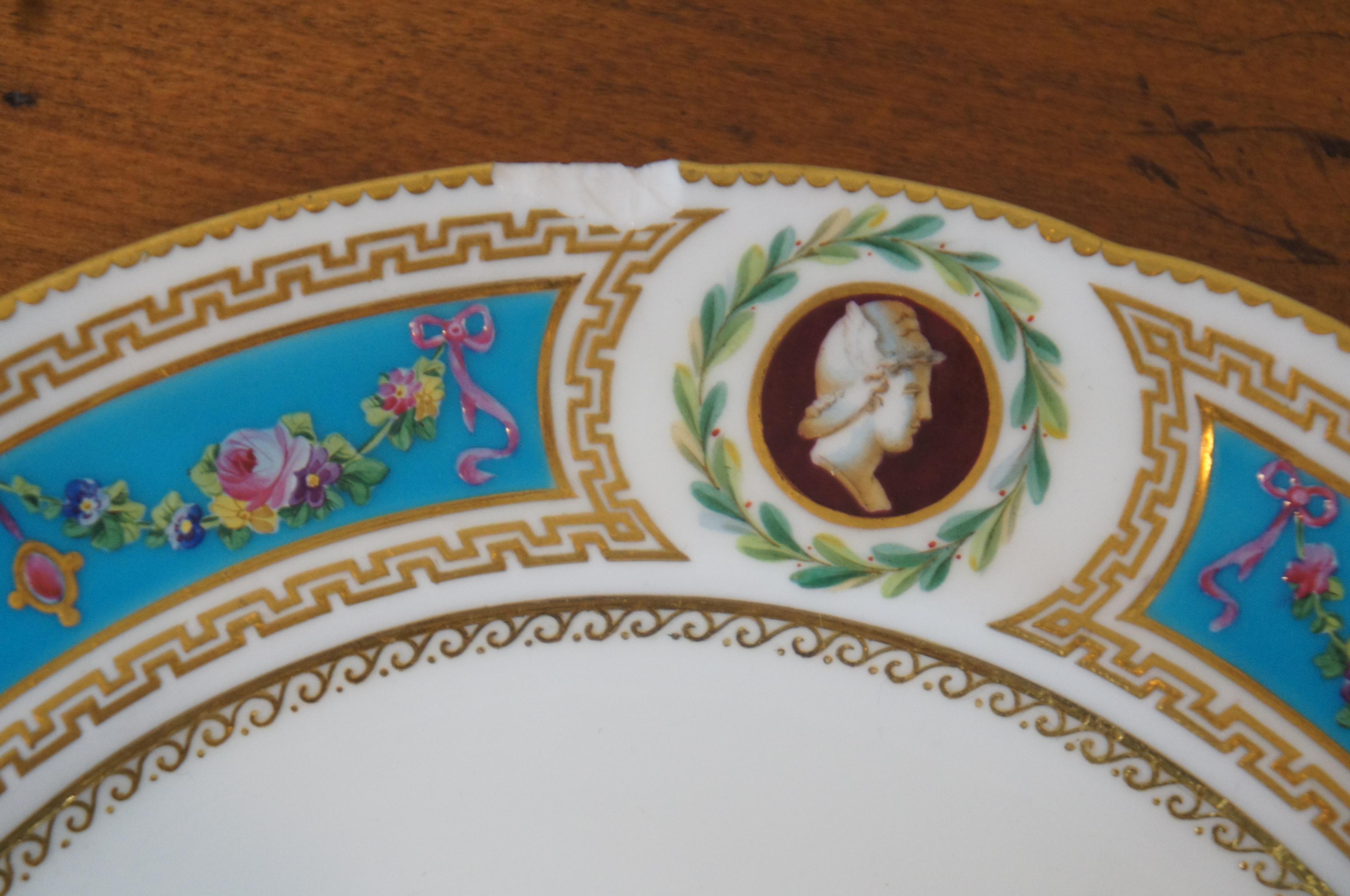 Mid-19th Century 2 Antique 1862 Minton International Exhibition Jeweled Turquoise Plates For Sale