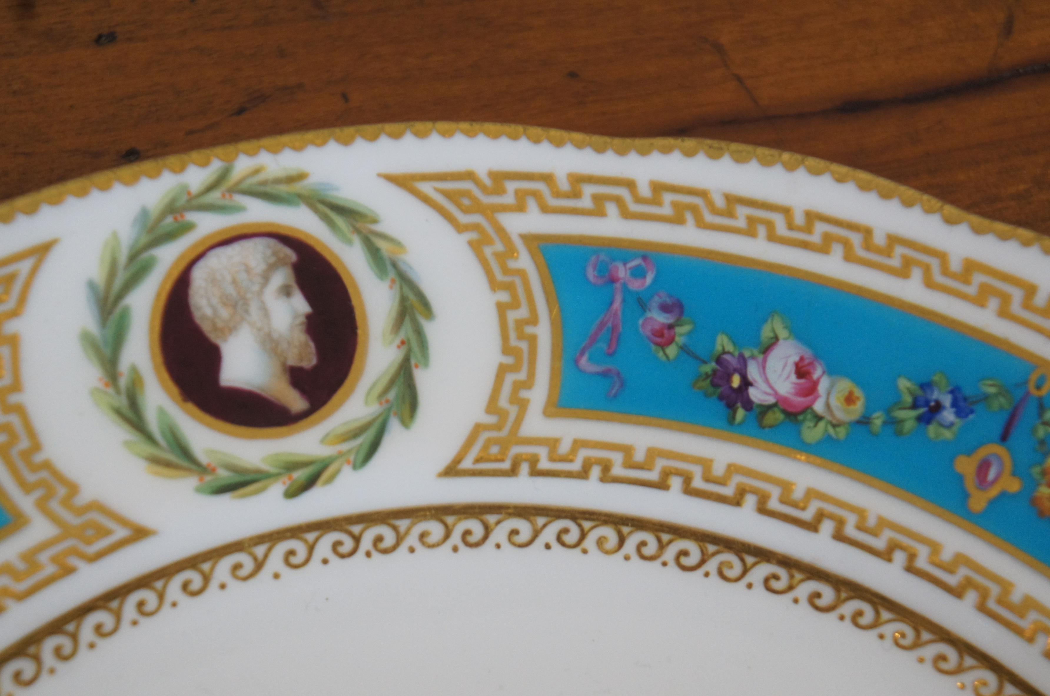 2 Antique 1862 Minton International Exhibition Jeweled Turquoise Plates For Sale 1