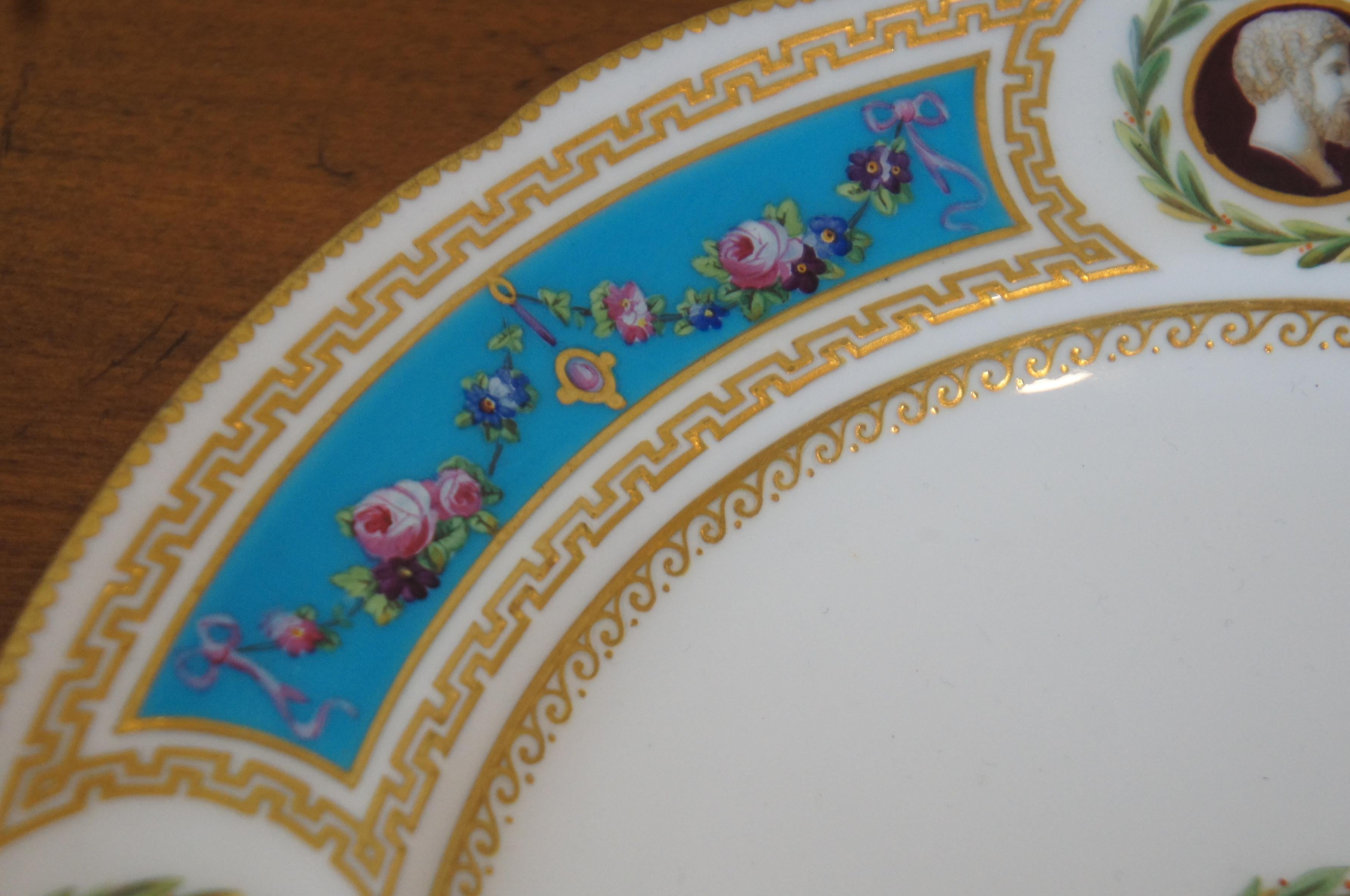 2 Antique 1862 Minton International Exhibition Jeweled Turquoise Plates For Sale 2